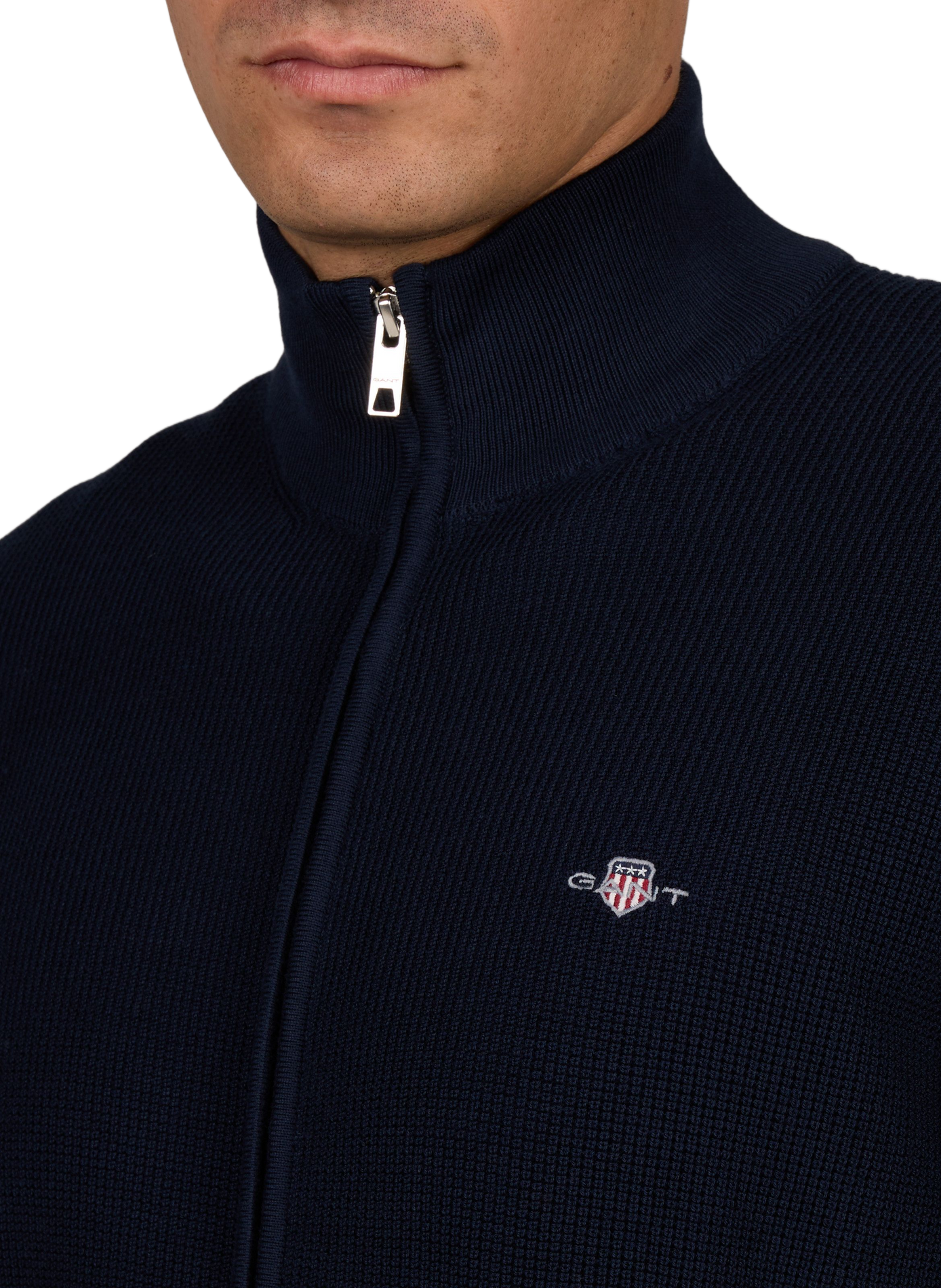 Zip-up cotton jacket GANT Blue
