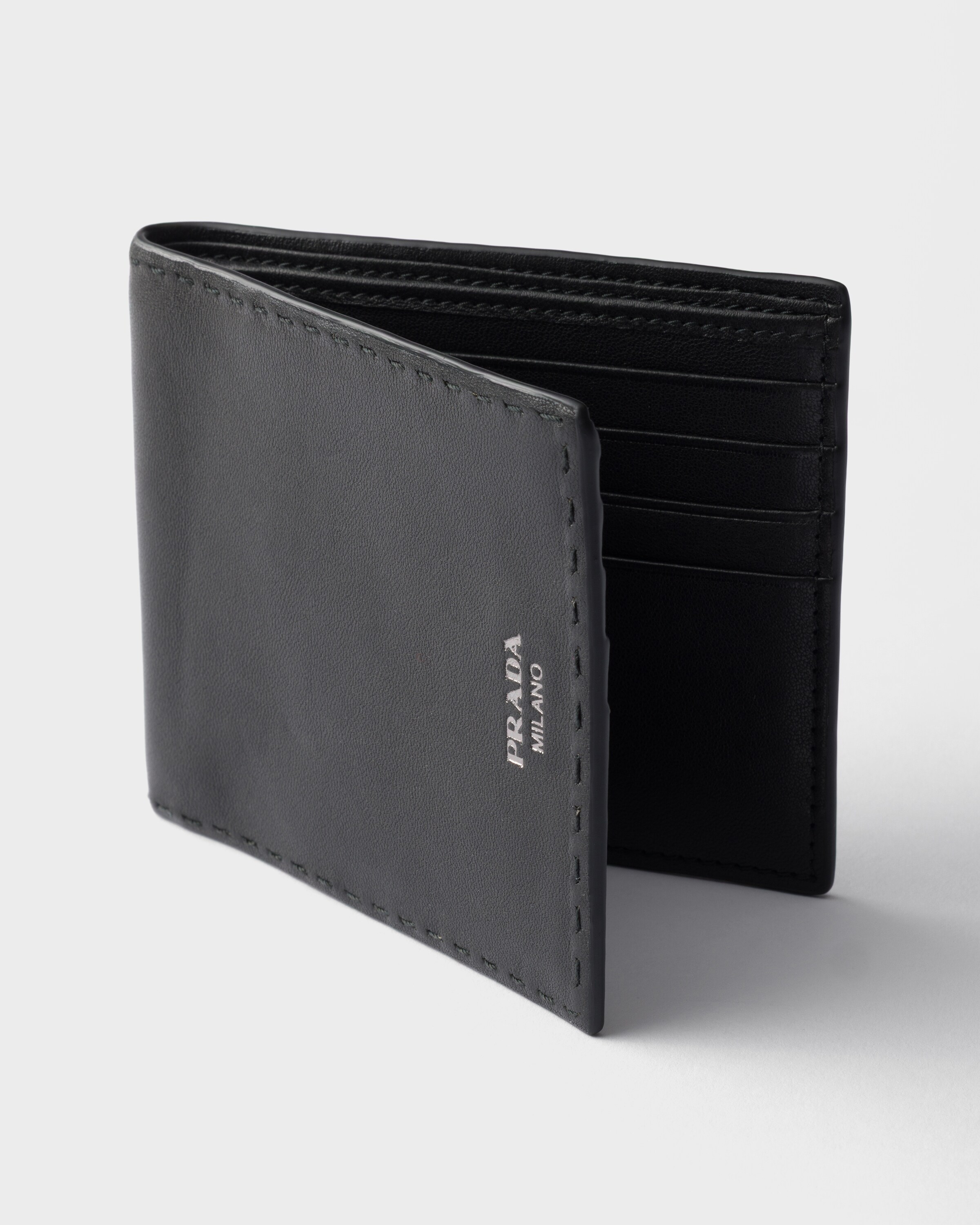 Portefeuille en cuir vieilli PRADA Noir