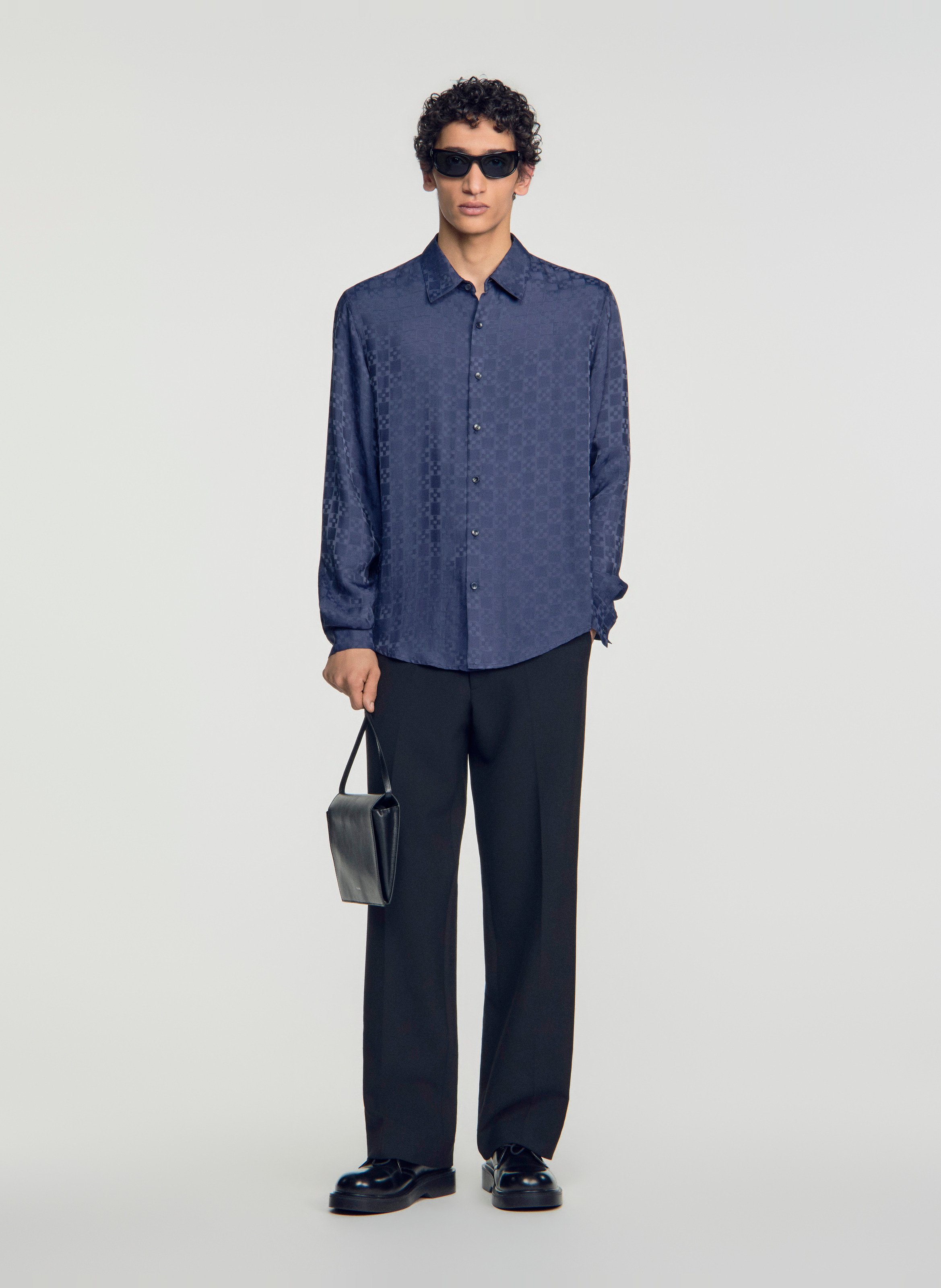 Chemise droite jacquard SANDRO Bleu