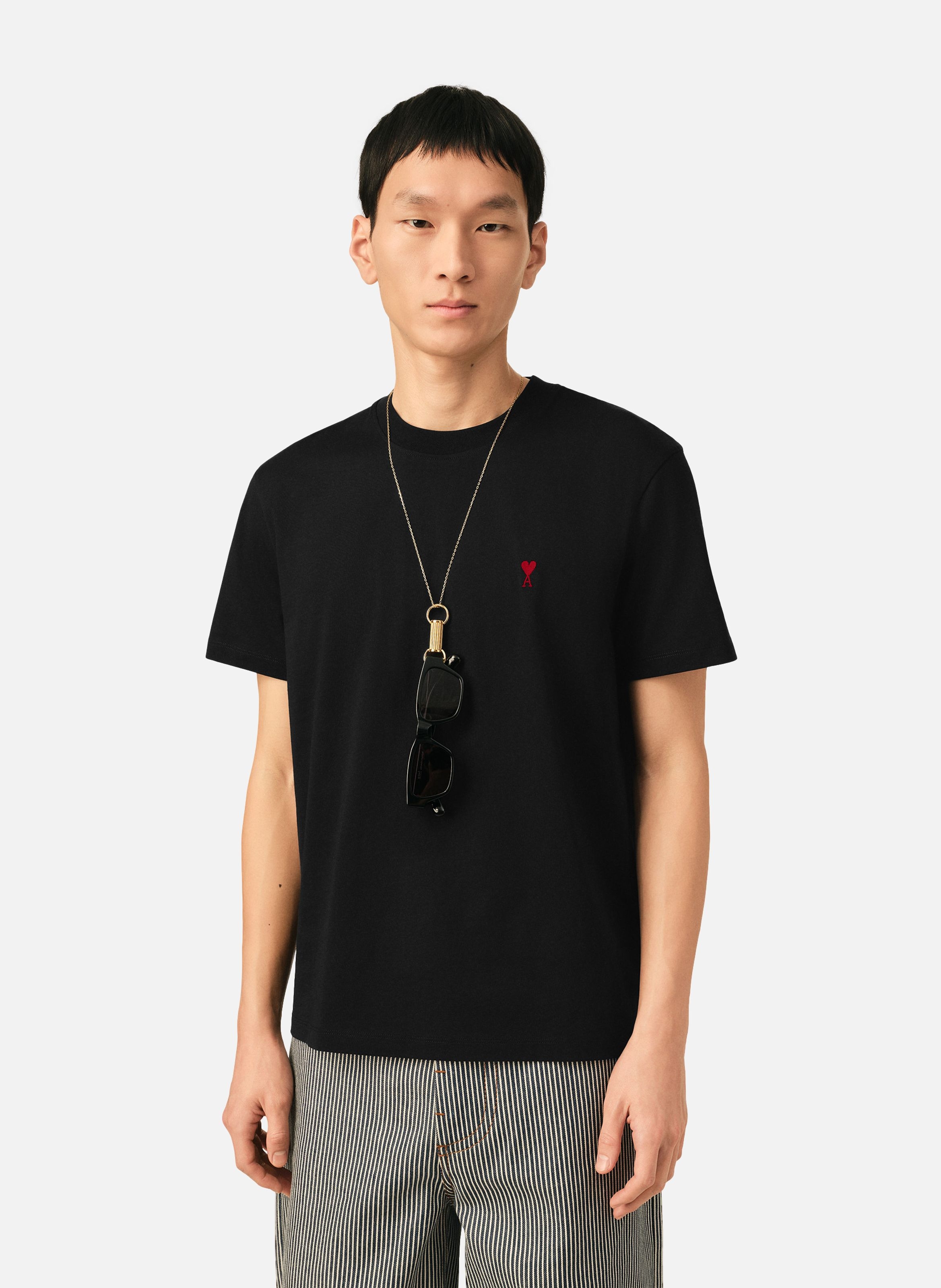 T-shirt ami de coeur rouge unisexe AMI PARIS Noir