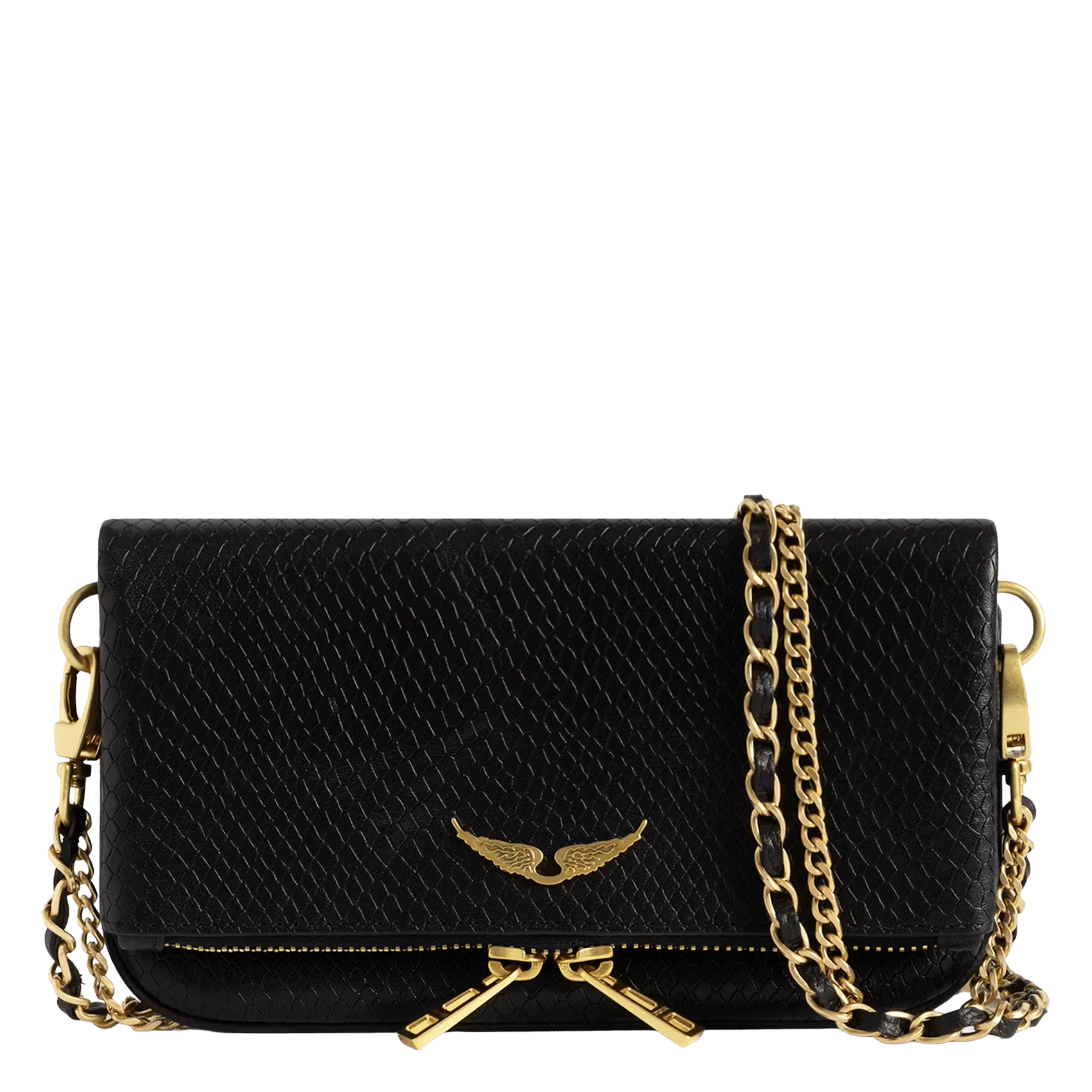 Schoudertas met mini rock-effect pythonleer ZADIG&VOLTAIRE Zwart