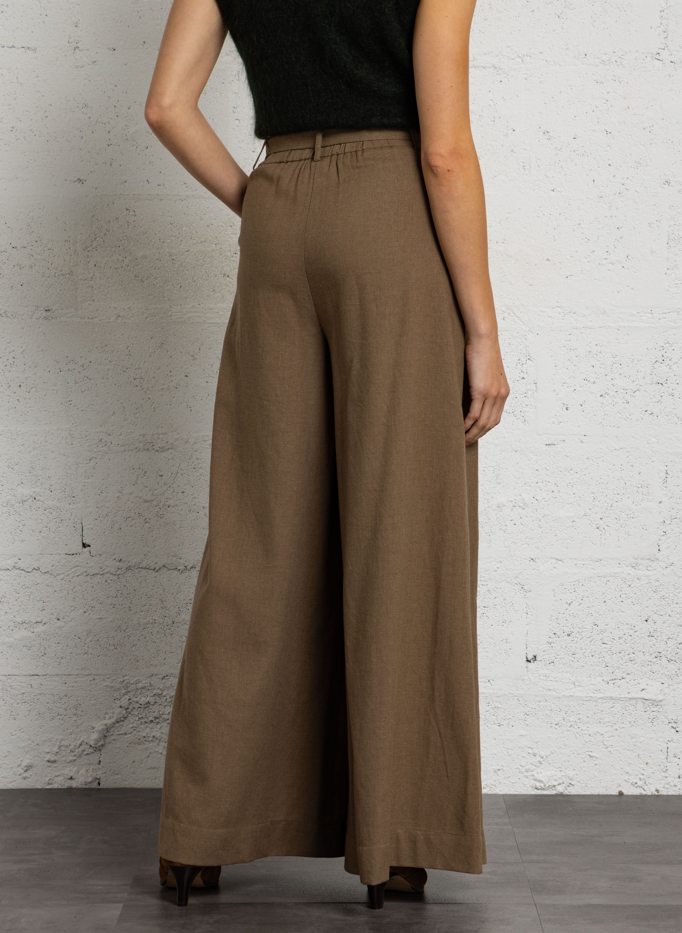 Pantalon droit large à ceinture lucia MAISON 123 Beige