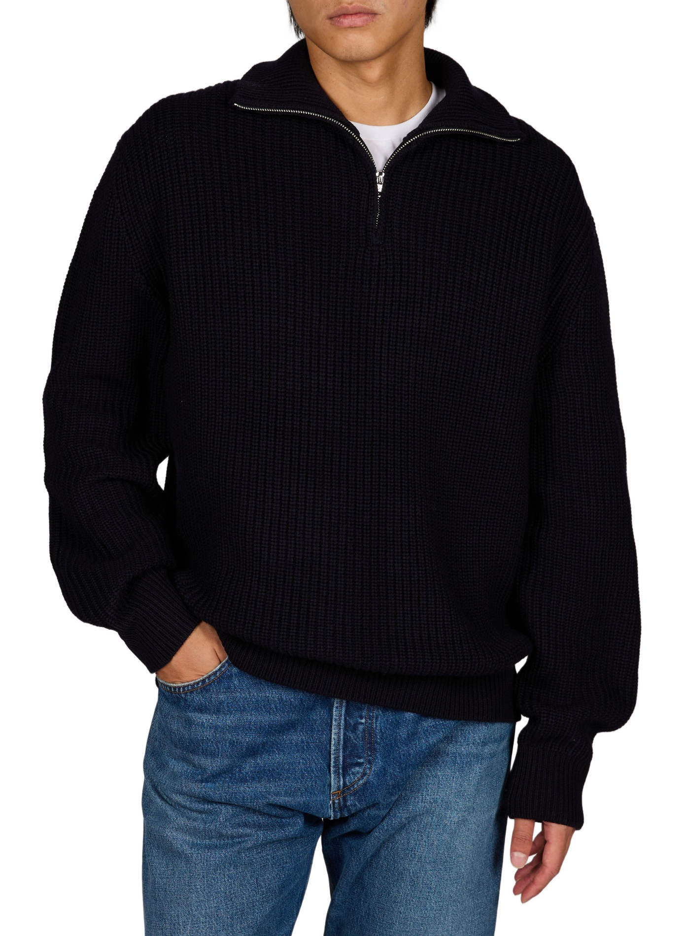 Wool ribbed turtleneck sweater. A.P.C. Blue