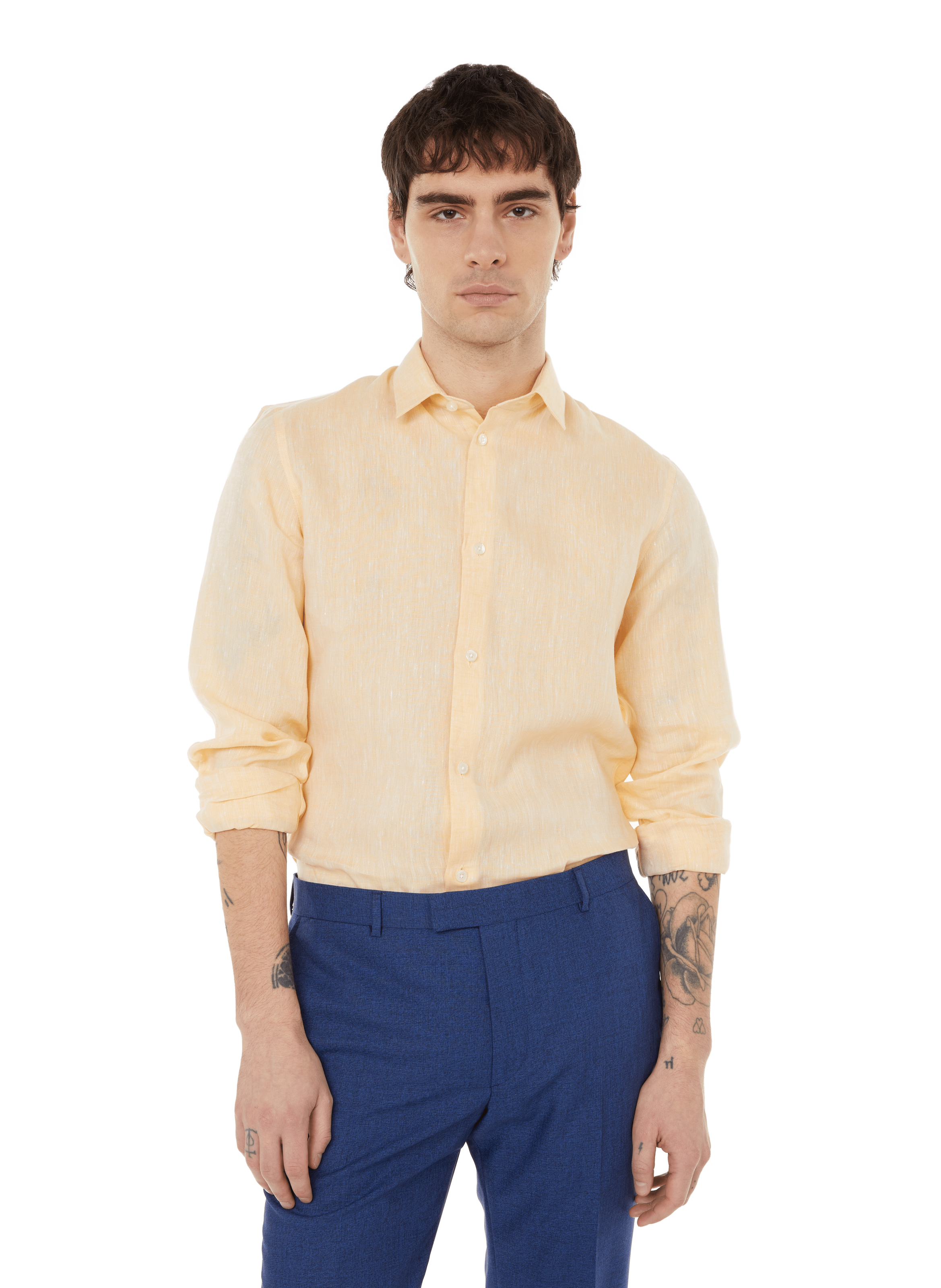AU PRINTEMPS PARIS Fitted linen shirt  Yellow