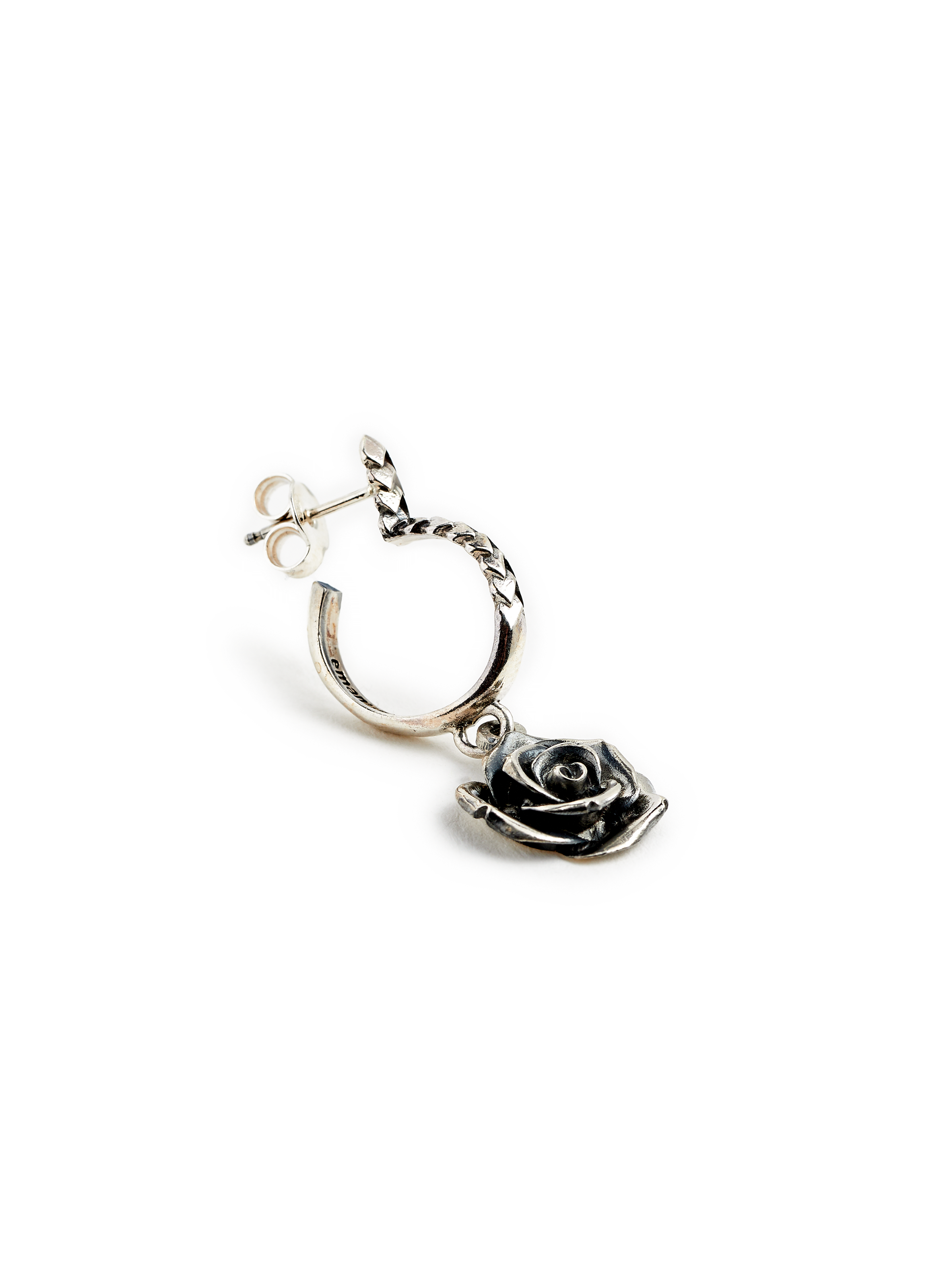 Boucle d'oreille Rose en argent