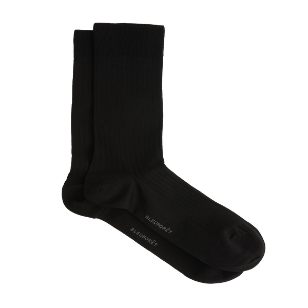 Bleuforêt Ribbed Mid-calf Socks In Black