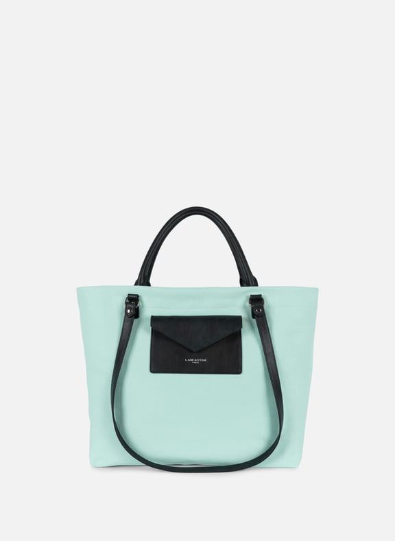 Très grand sac cabas épaule - canvas conscious Bleu by LANCASTER LANCASTER Très grand sac cabas épaule - canvas conscious Bleu