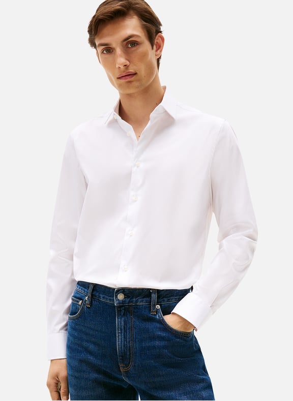 Shirt with classic collar in blended cotton White by TOMMY HILFIGER TOMMY HILFIGER Shirt with classic collar in blended cotton White