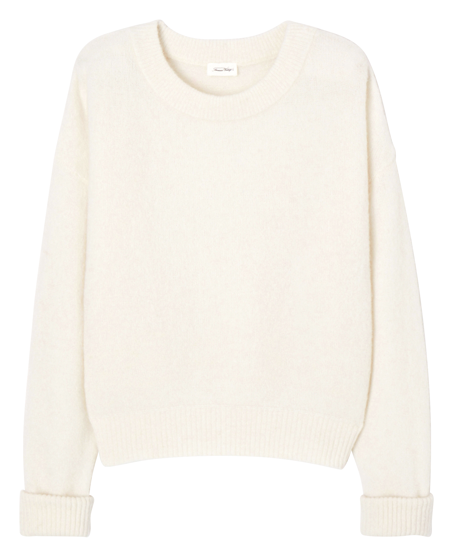 Pull ample col rond en laine mélangée vitow AMERICAN VINTAGE Blanc