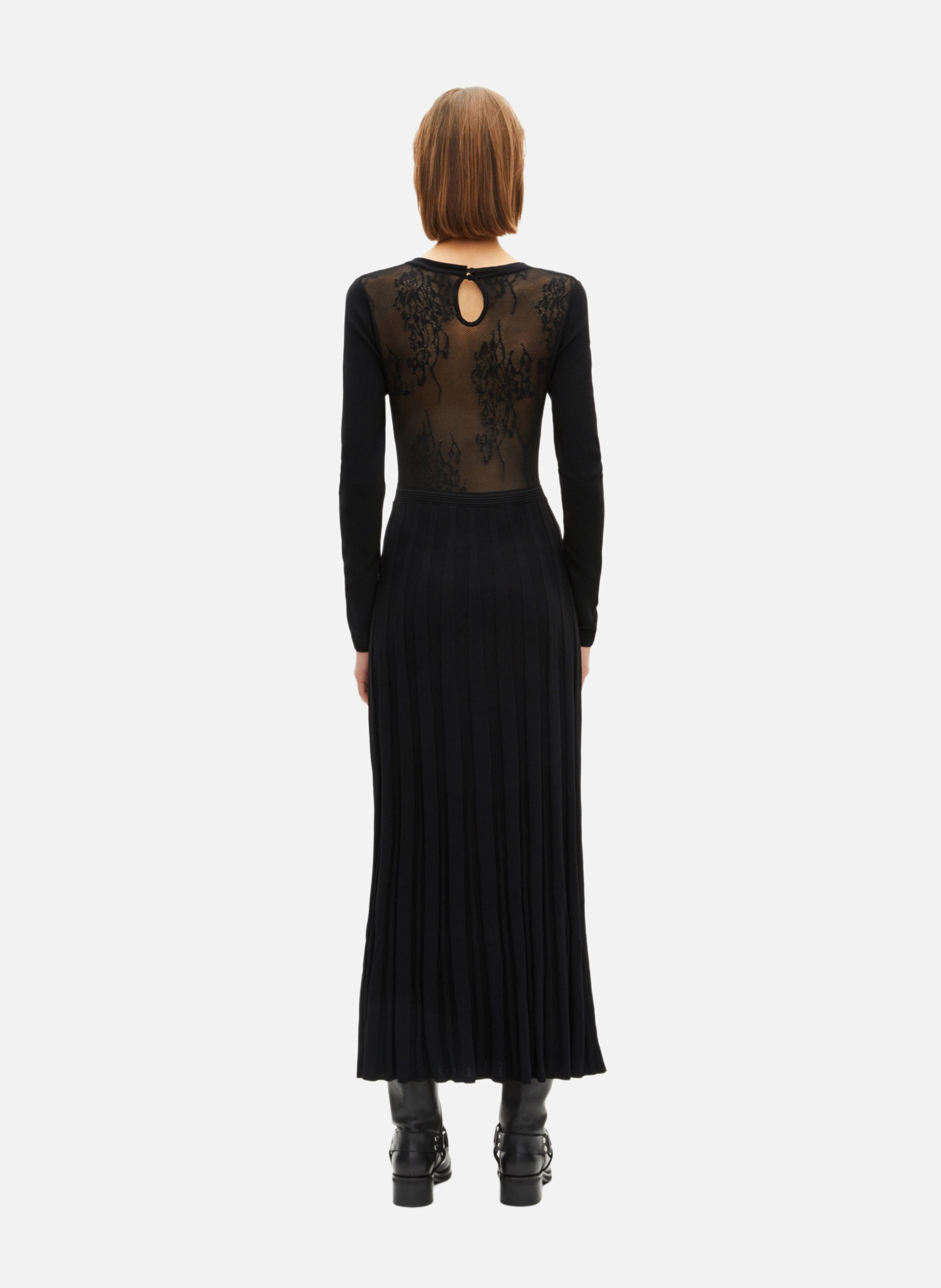 Robe longue en maille avec dentelle THE KOOPLES Noir