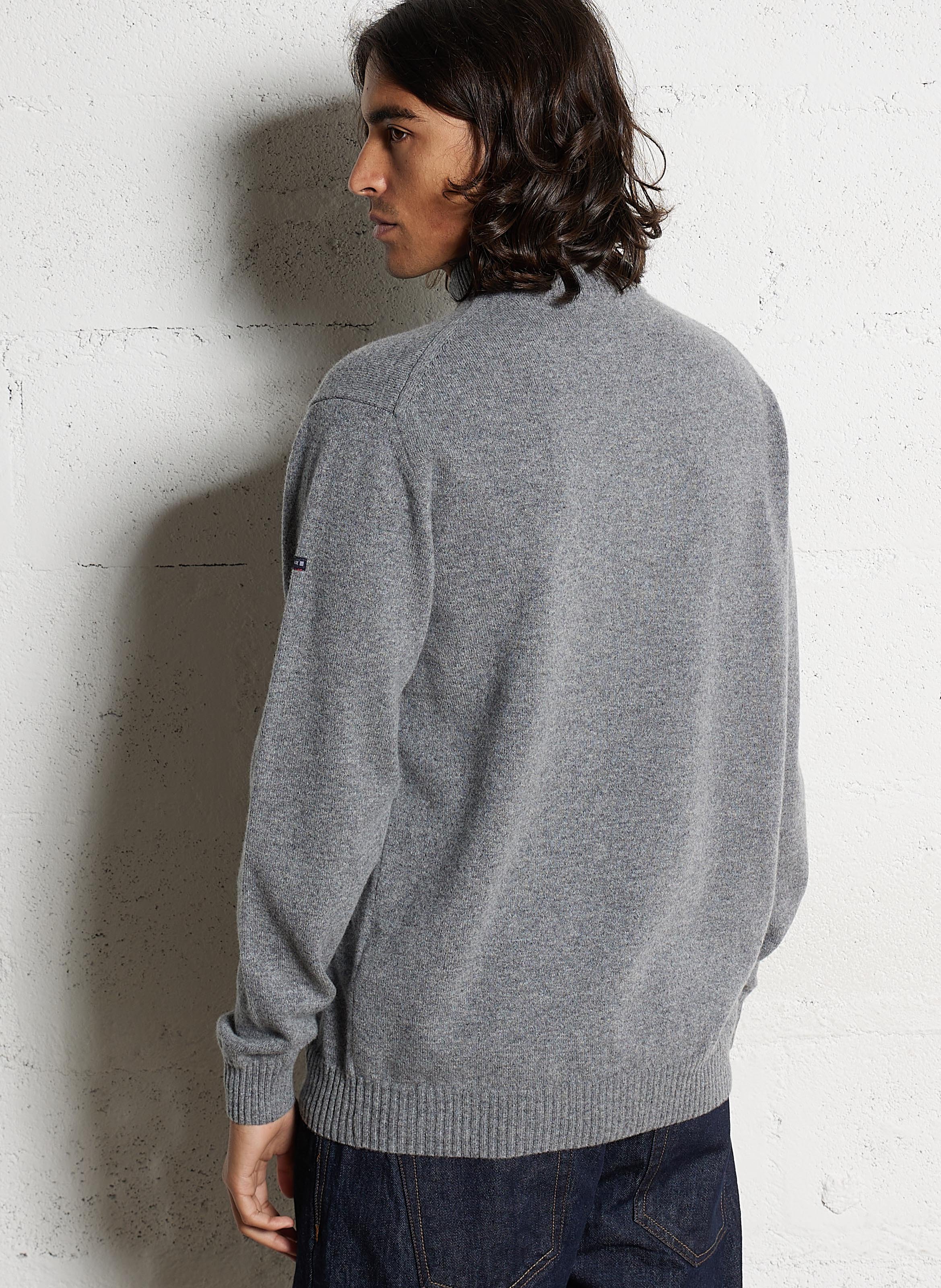 Pull droit col montant en laine ARMOR-LUX Gris