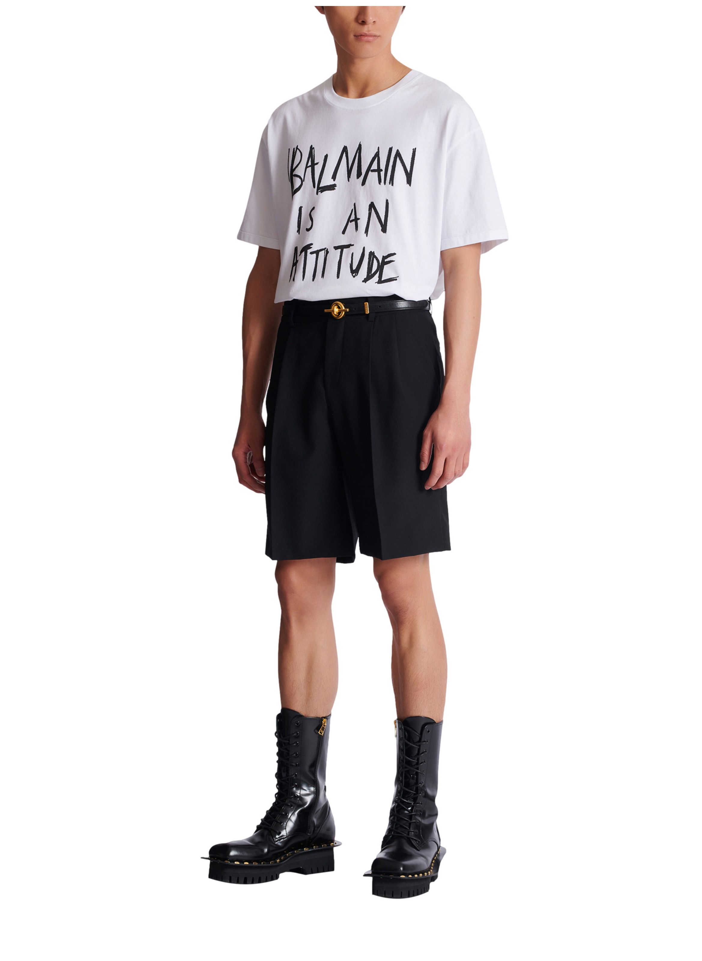 Bermuda à pinces en laine BALMAIN Noir