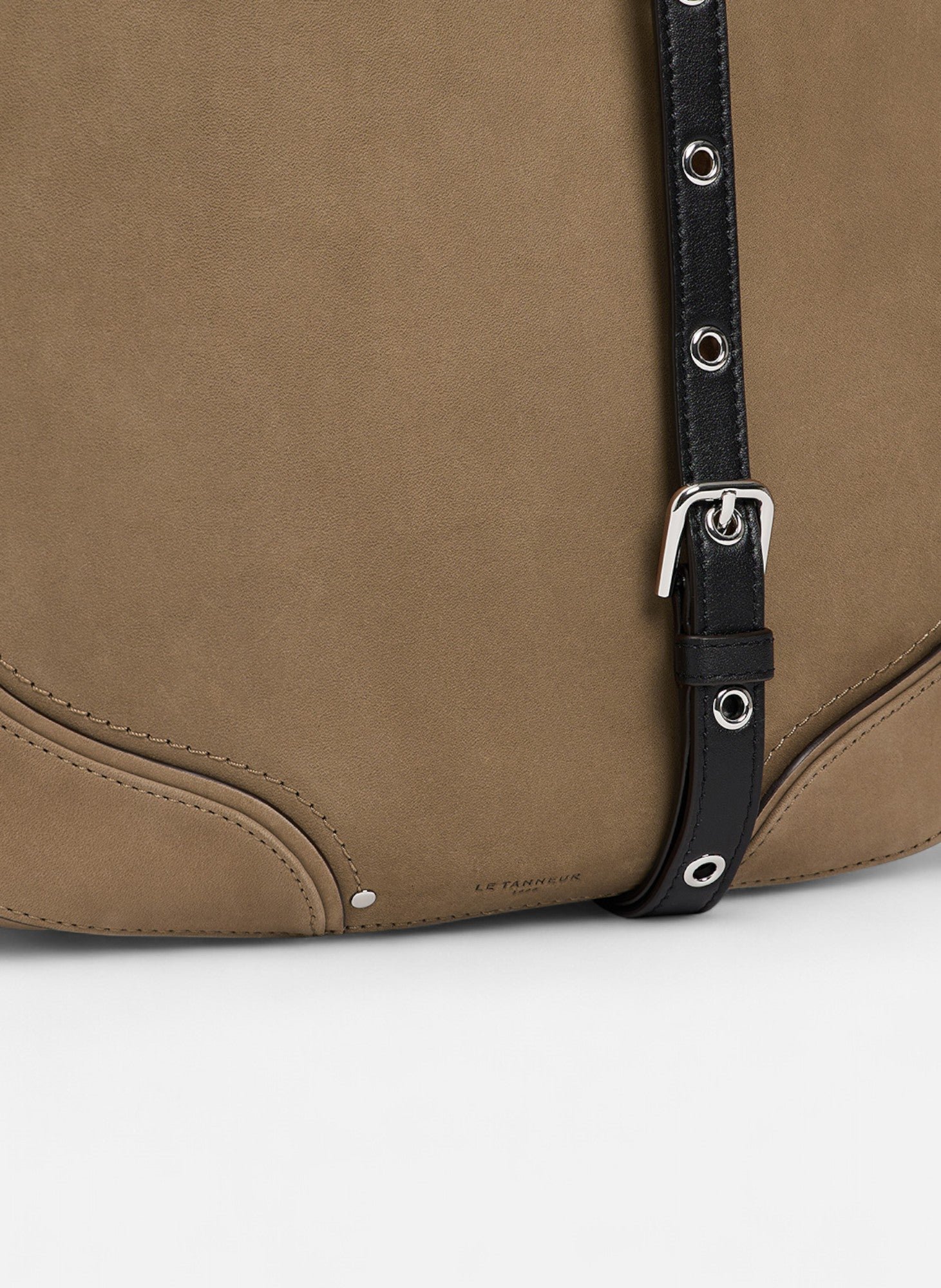 Sac hobo moyen modèle ella en cuir lisse et nubuck LE TANNEUR Marron