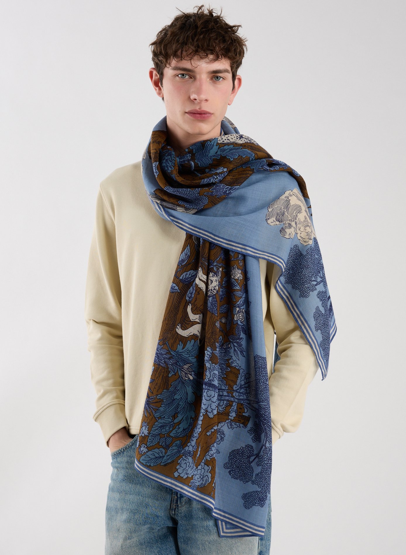 Foulard Histoire en laine INOUI EDITIONS Bleu