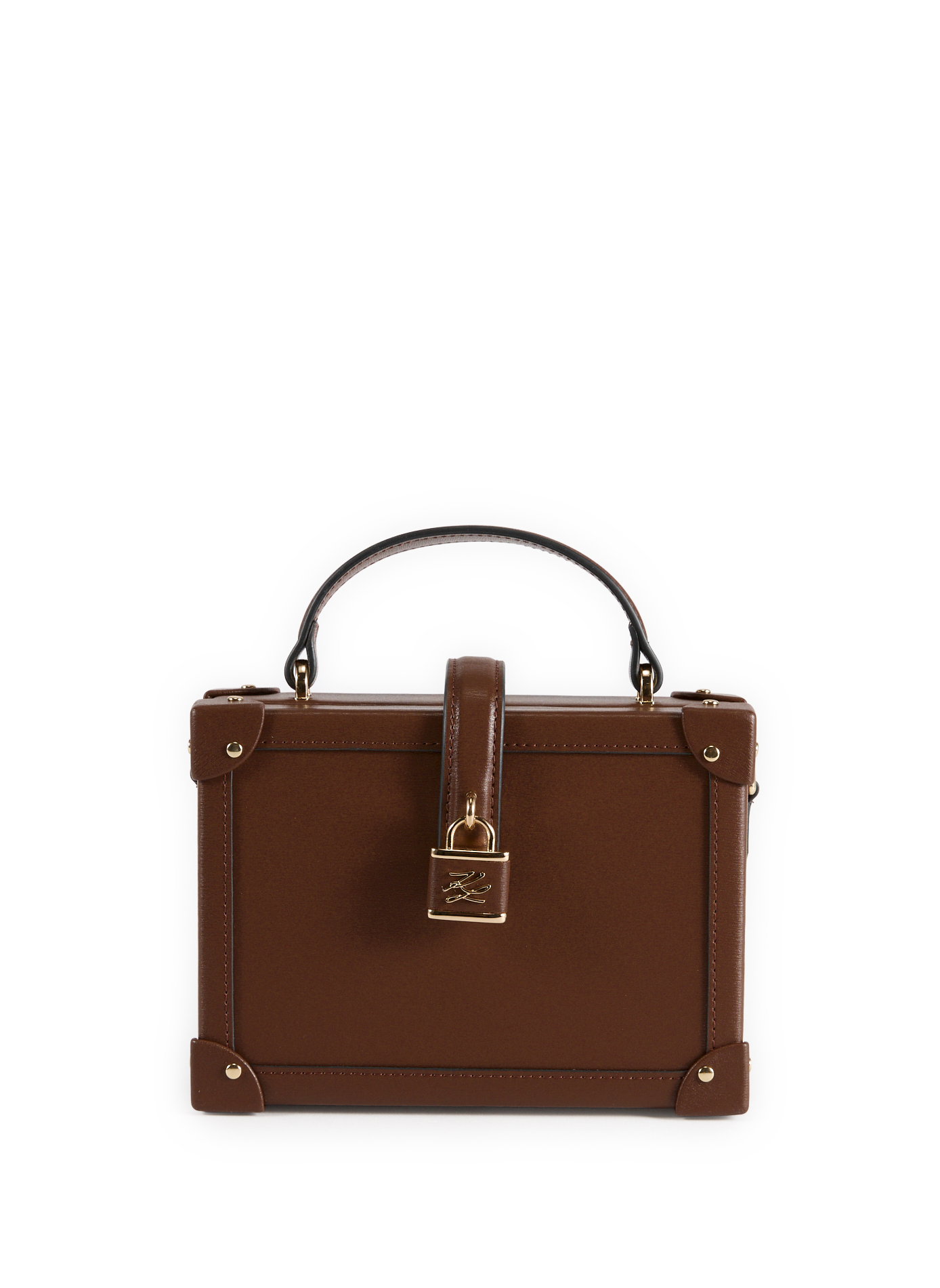 KARL LAGERFELD Leather trunk-shaped handbag Brown