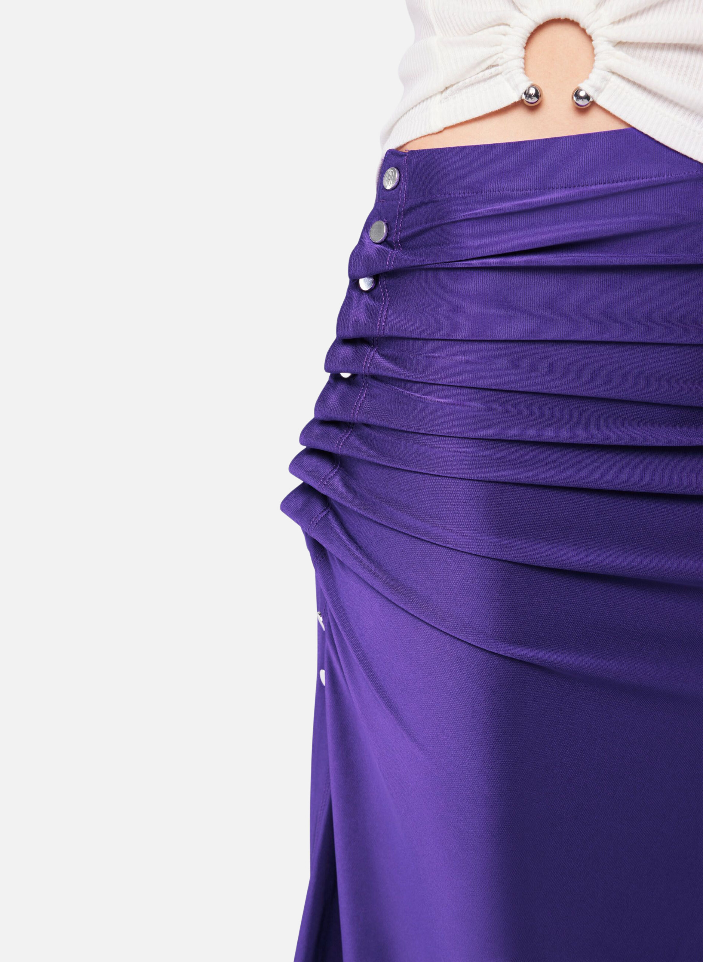 Jupe midi drapée en jersey RABANNE Violet