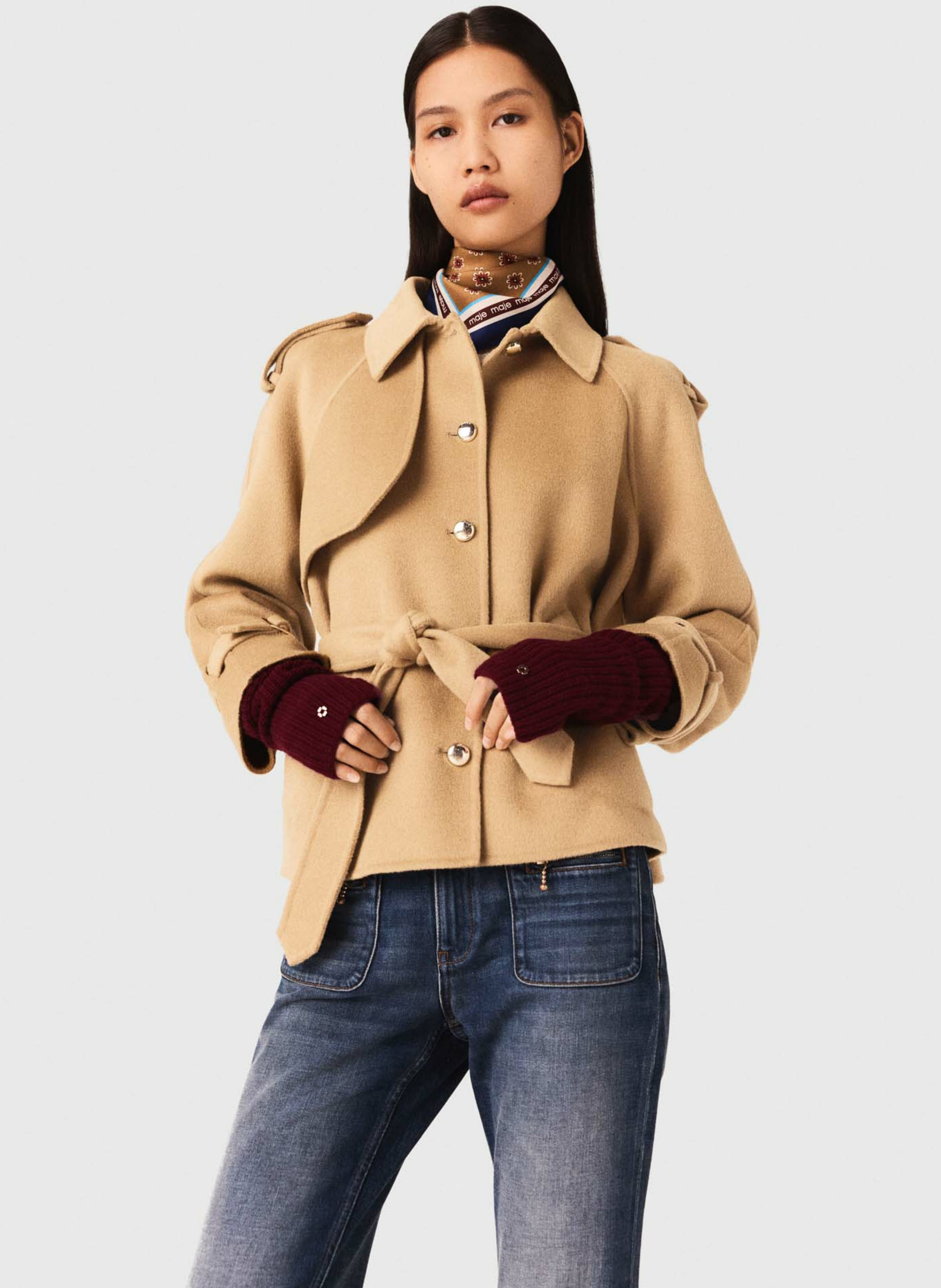 Trench col classique en laine mélangée MAJE Beige