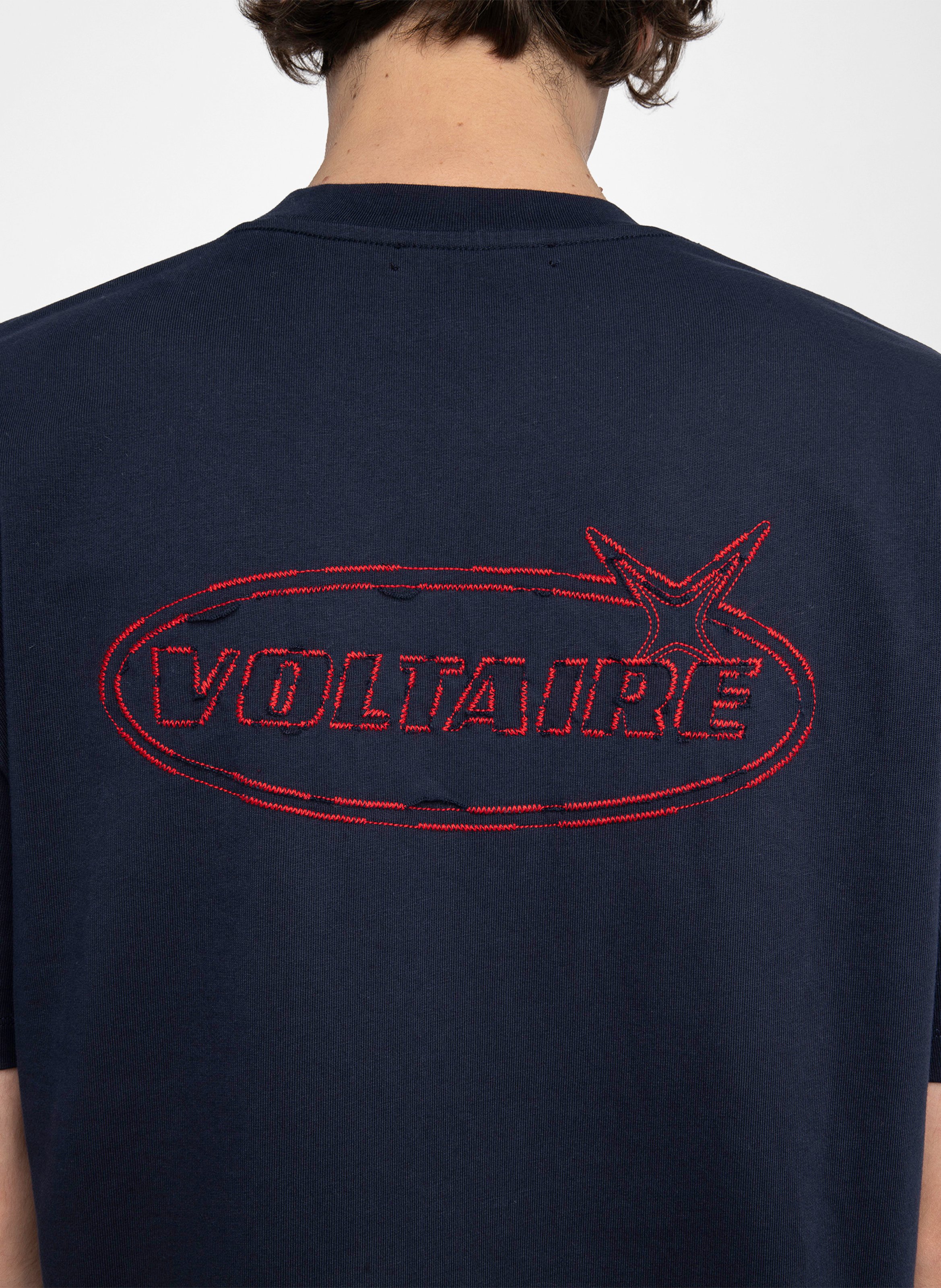 Tee-shirt droit col rond en coton teddy ZADIG&VOLTAIRE Bleu