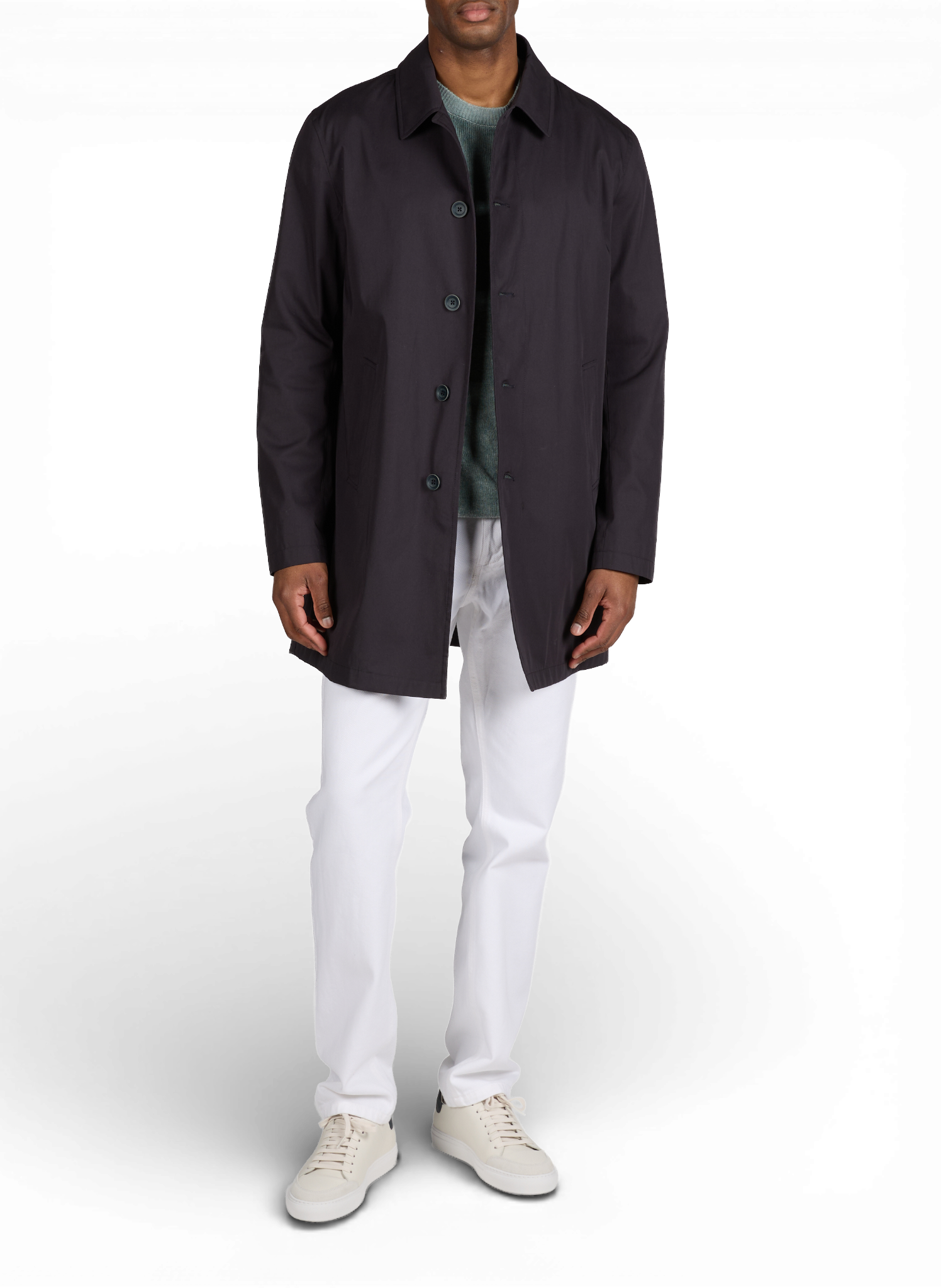 Mid-length cotton coat HERNO Blue