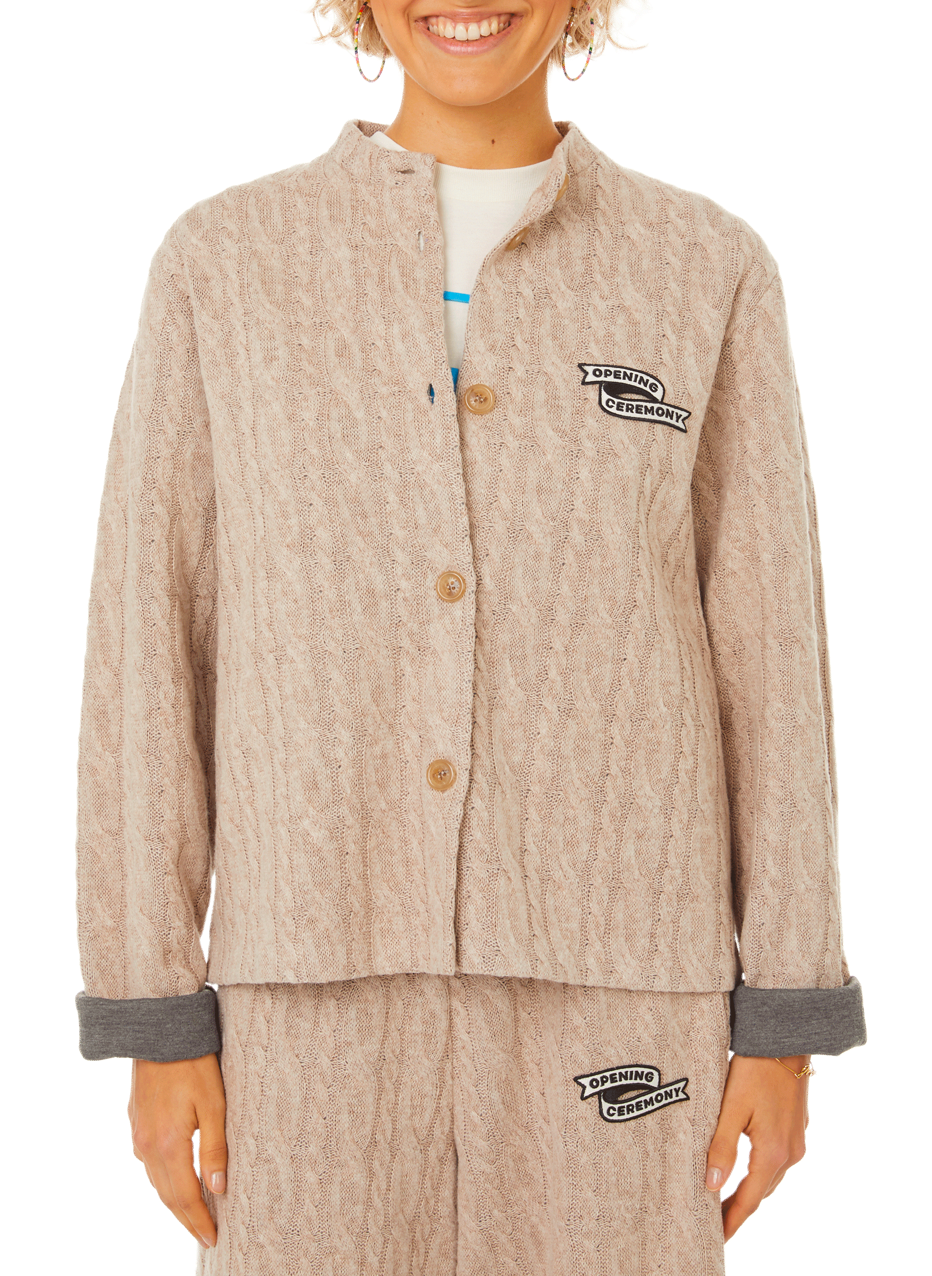 Cardigan en coton mélangé OPENING CEREMONY Beige