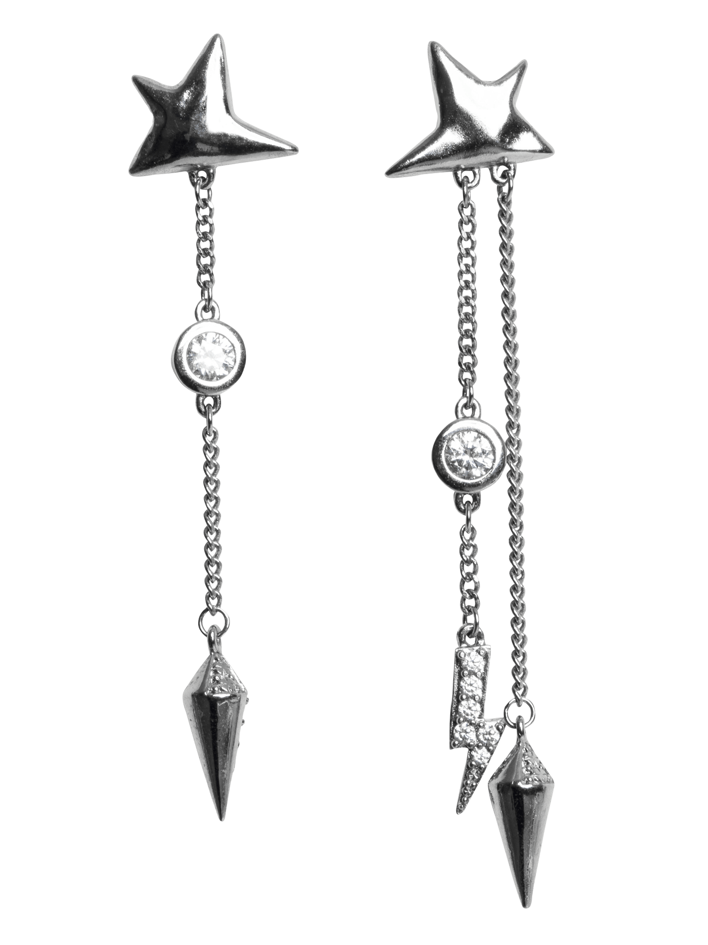 Boucles d'oreilles pendantes en laiton rock star ZADIG&VOLTAIRE Gris