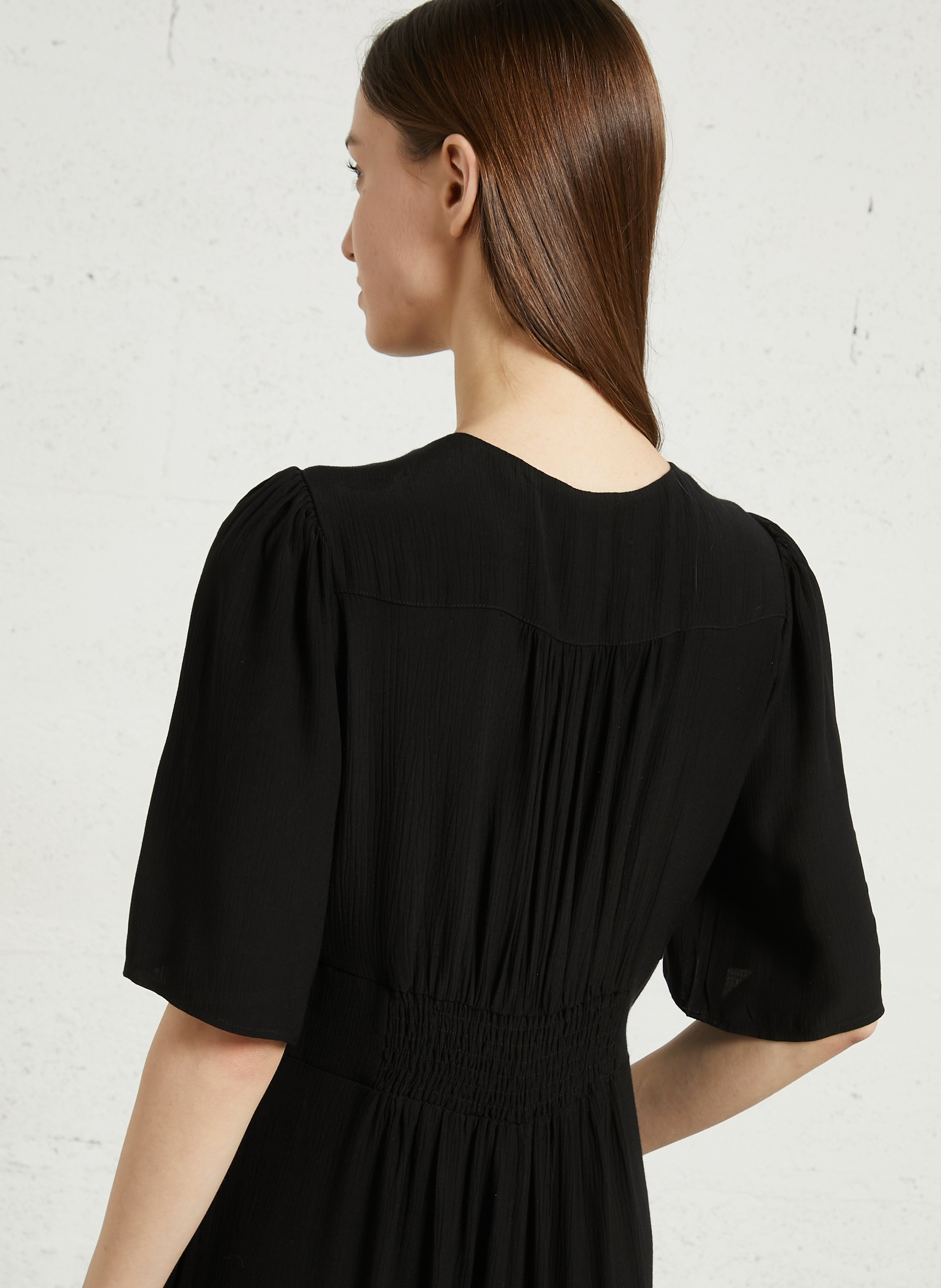 Robe longue à col noué unie love MAISON 123 Noir