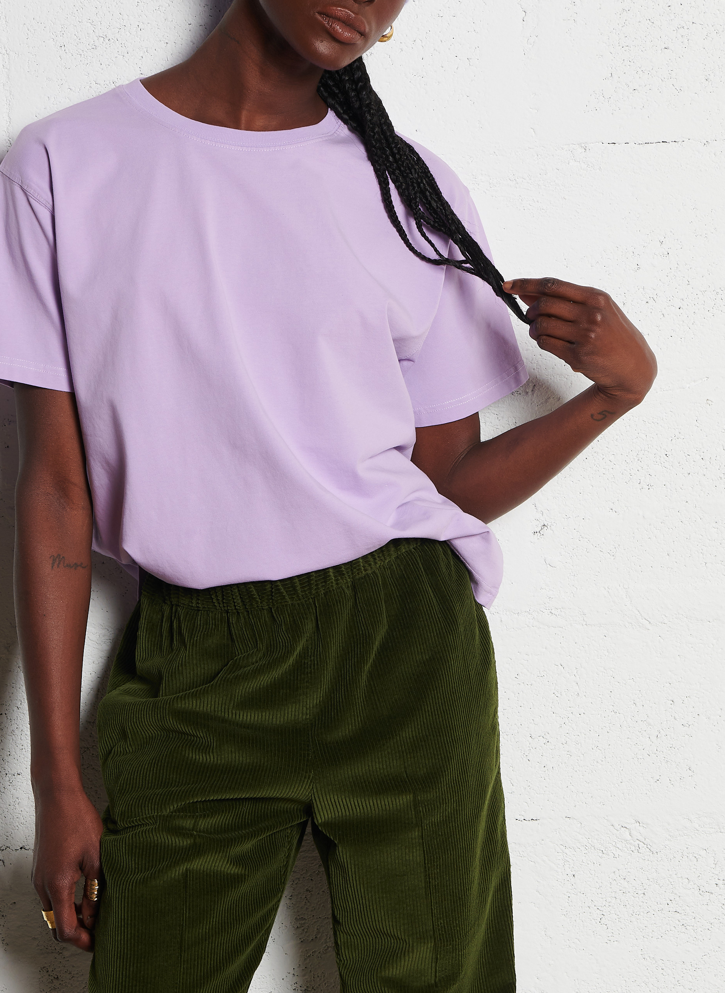 Tee-shirt ample col rond en coton fizvalley AMERICAN VINTAGE Violet