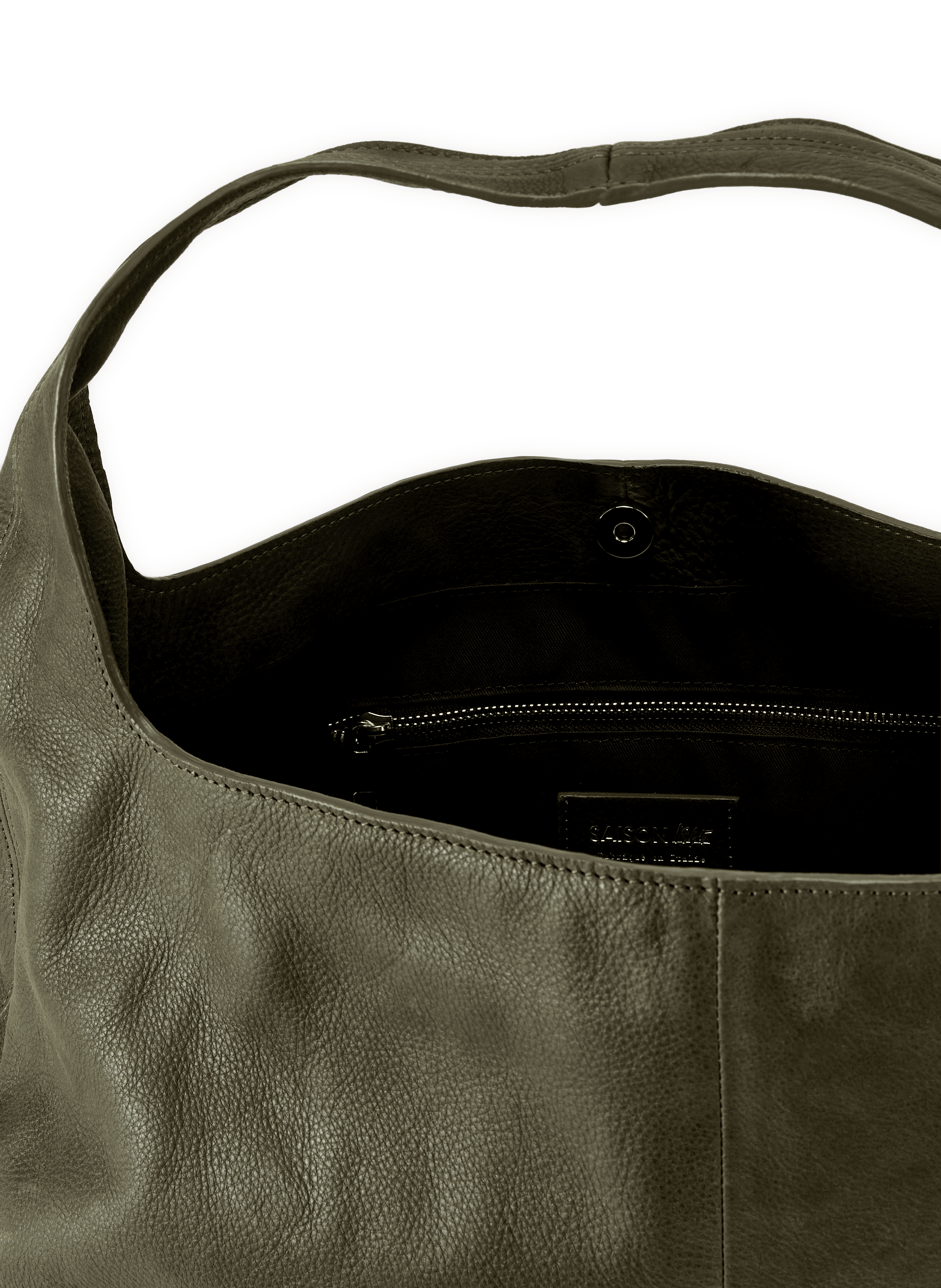 Hobo cowhide leather handbag SAISON 1865 Khaki