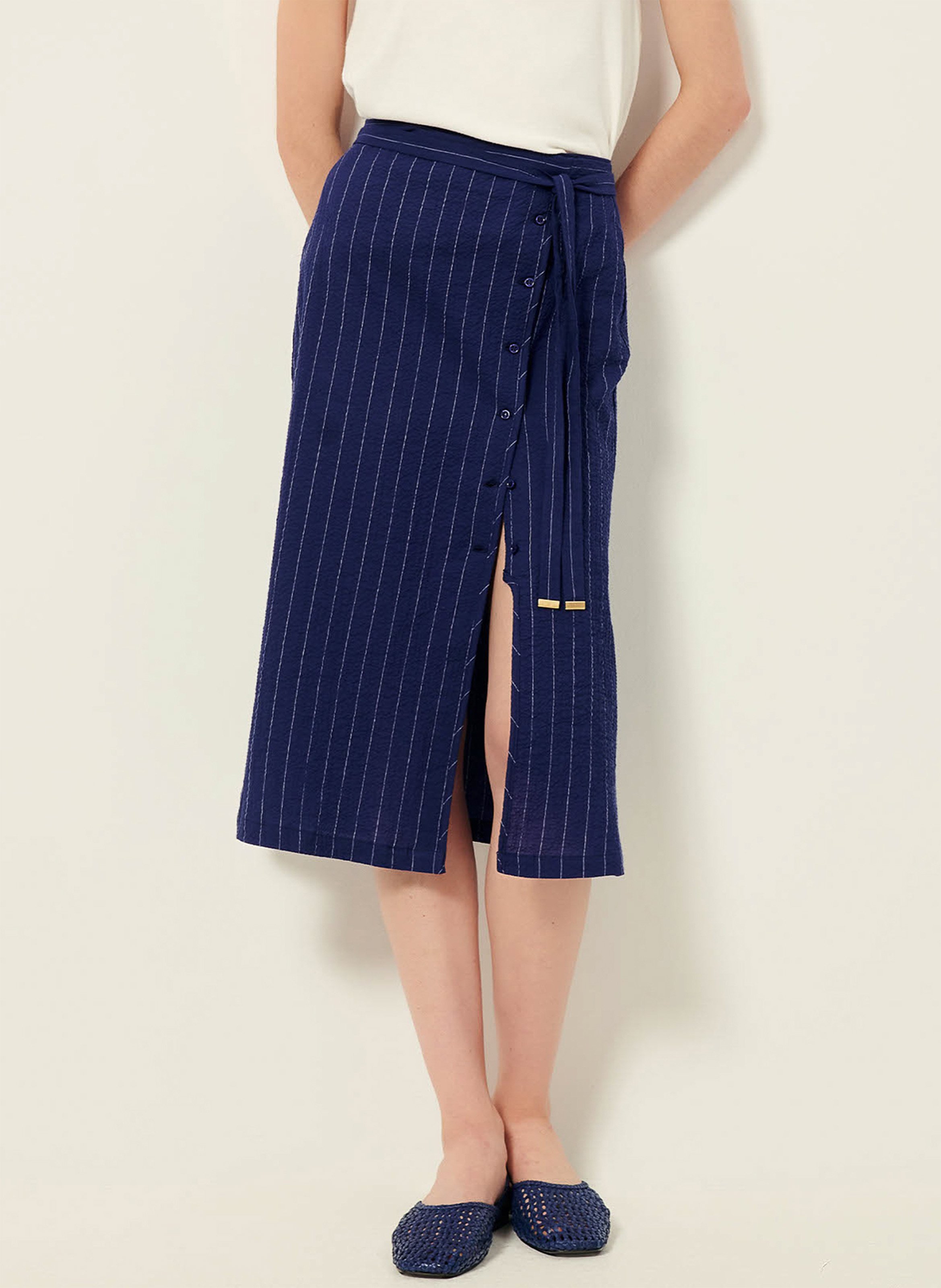 Jupe midi évasée en coton mélangé ola SESSUN Bleu