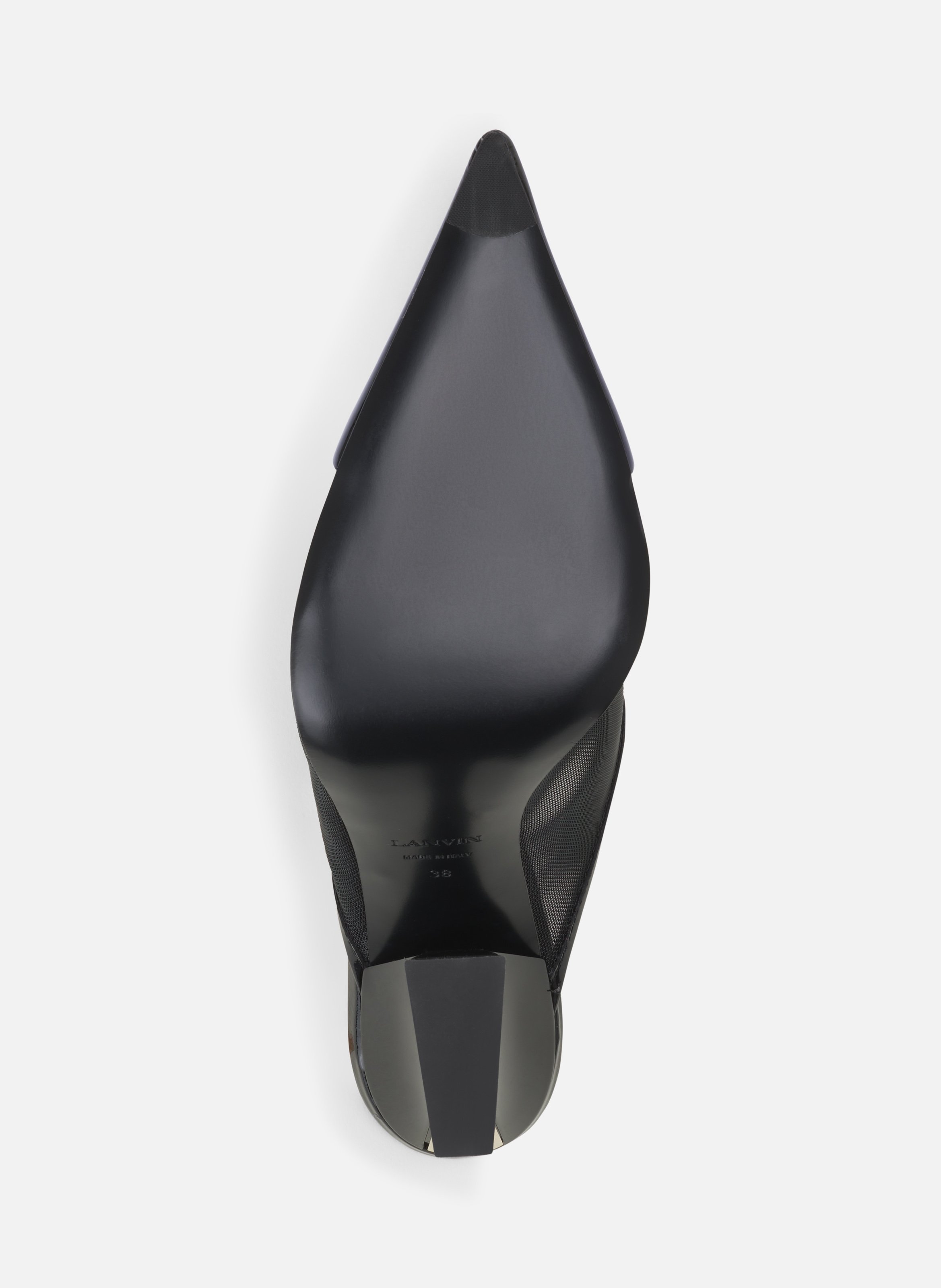 Mule nocturne en mesh et cuir patent LANVIN Noir