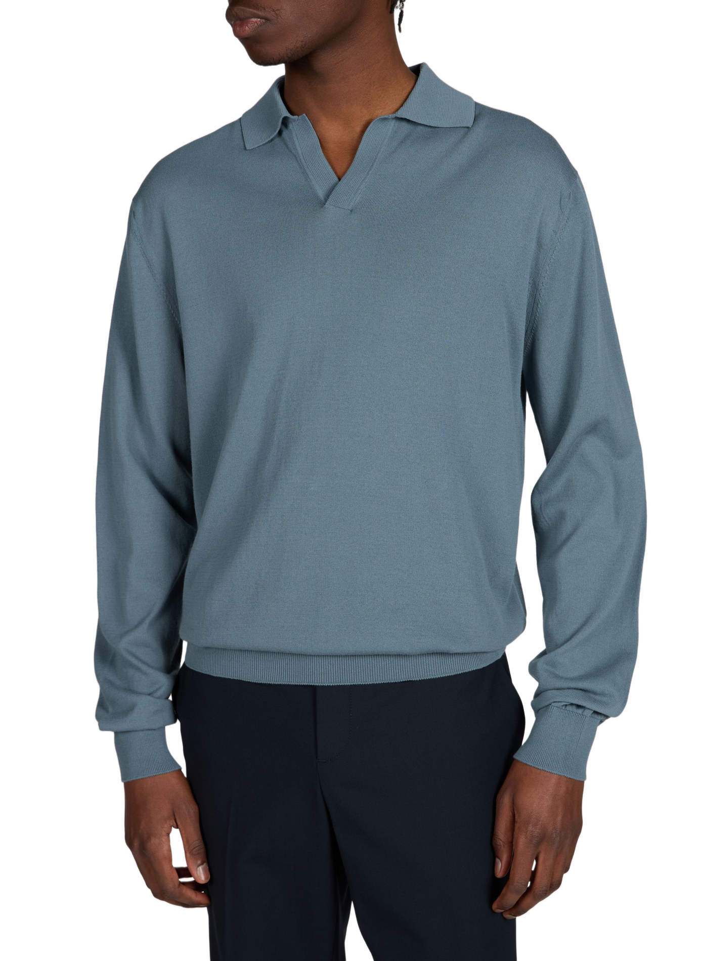 Long-sleeve cotton Polo shirt CRUNA Blue