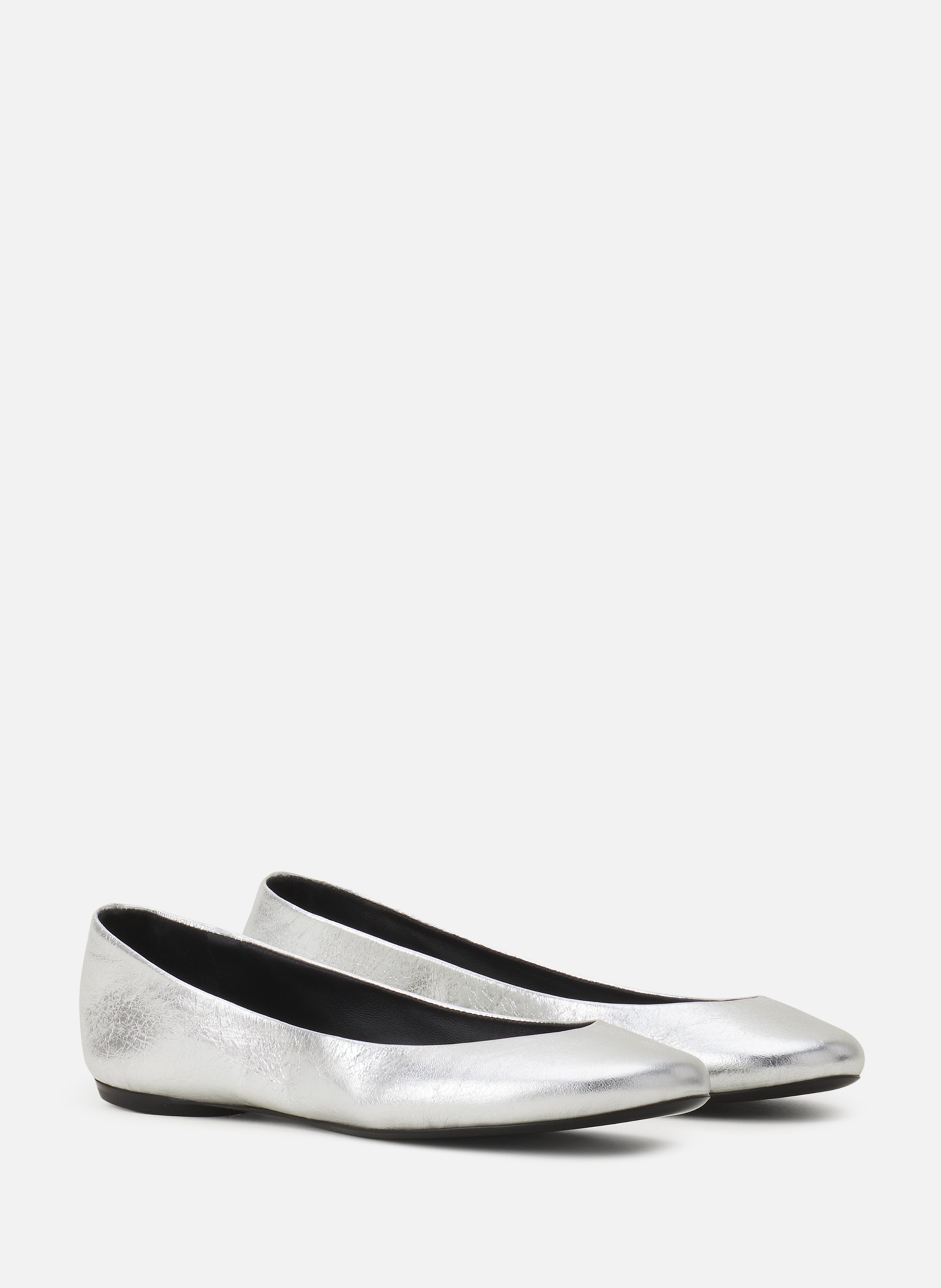 La ballerine en cuir métallisé LANVIN Argent
