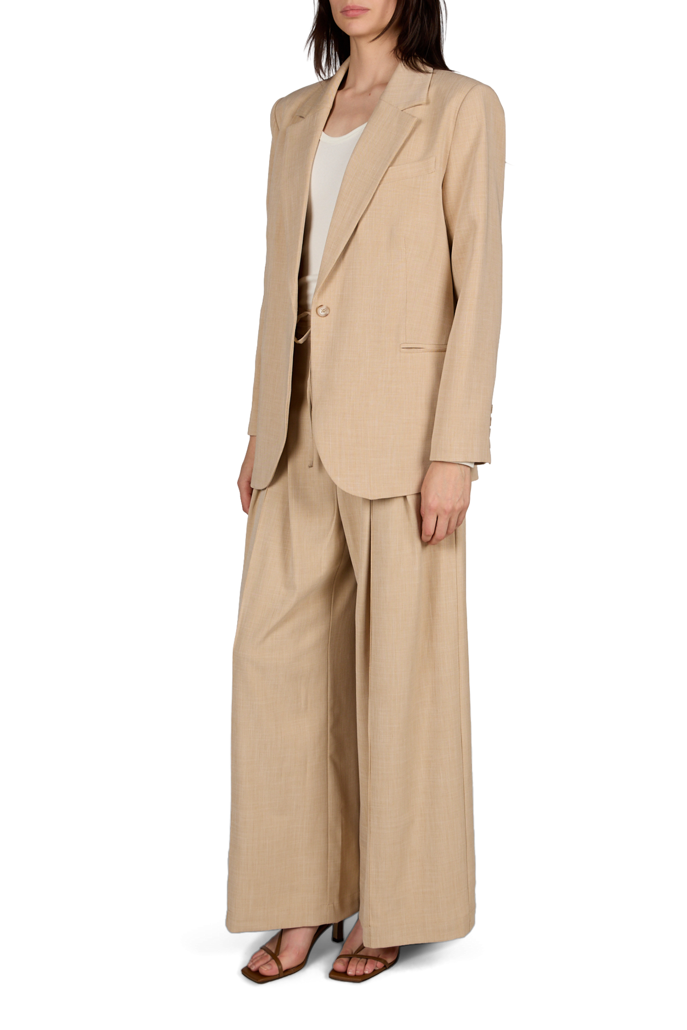 Veste droite à col tailleur SUNCOO Beige