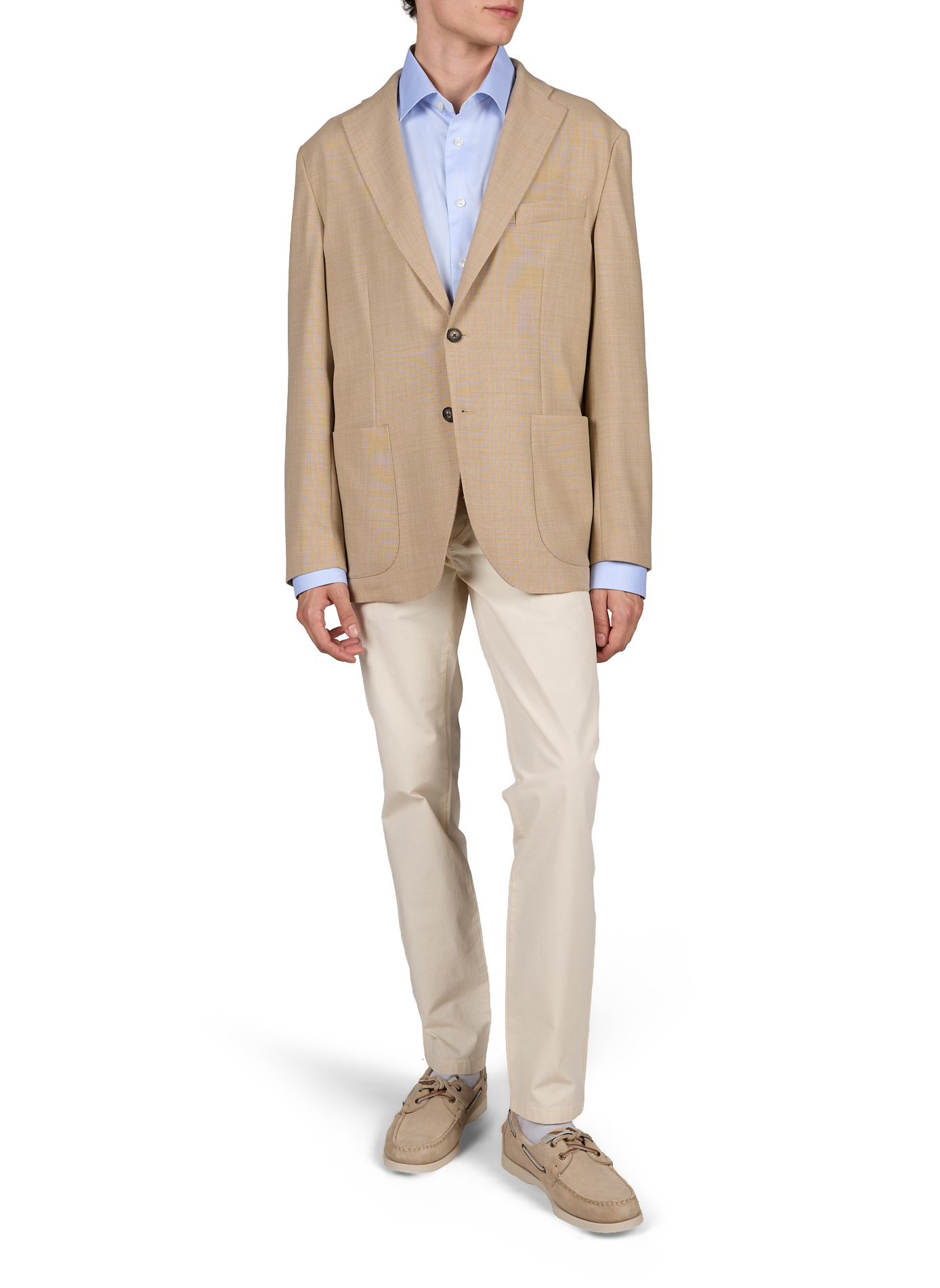 Blazer with topstitching in blended wool ETON Beige