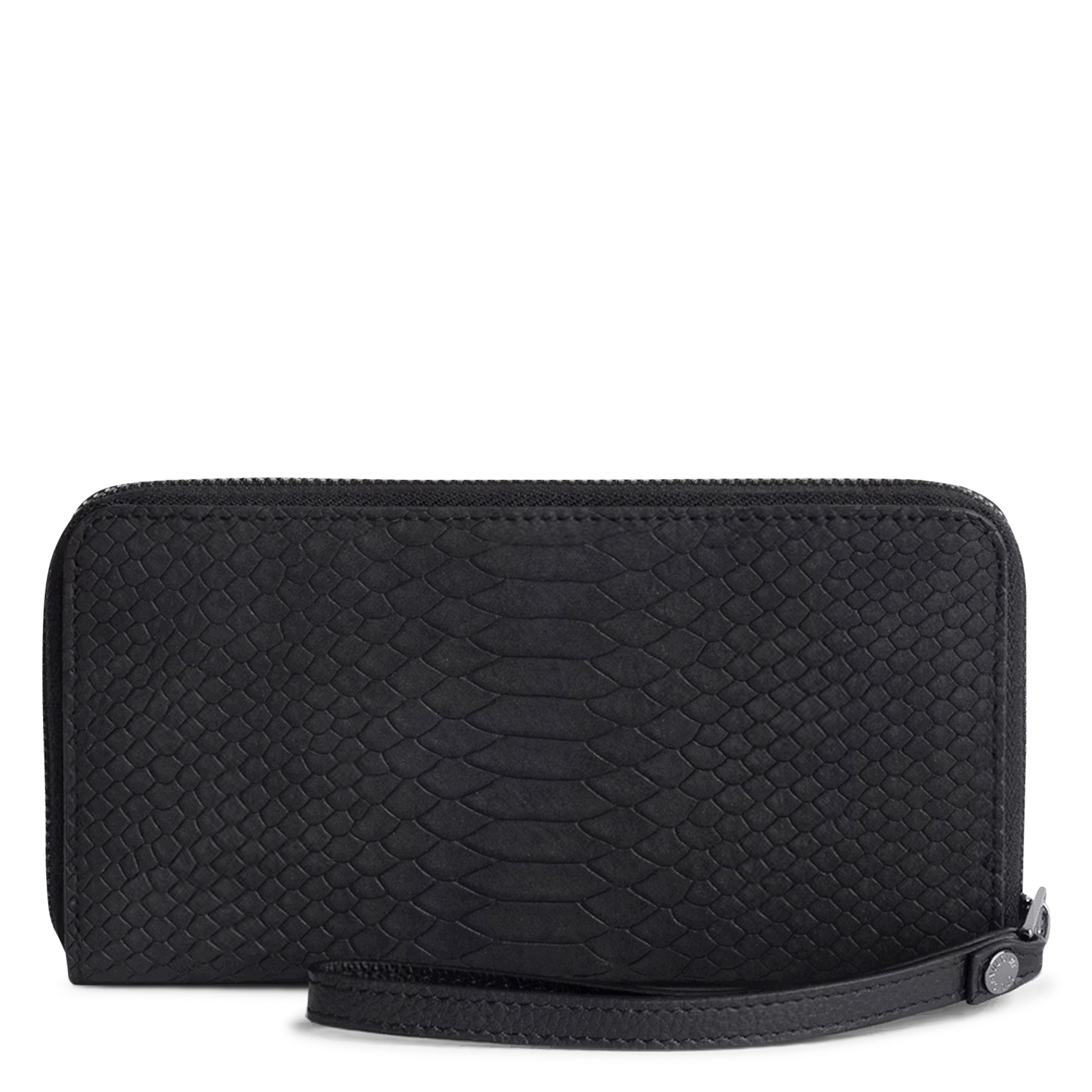 Portefeuille zippé jacquard en cuir compagnon ZADIG&VOLTAIRE Noir