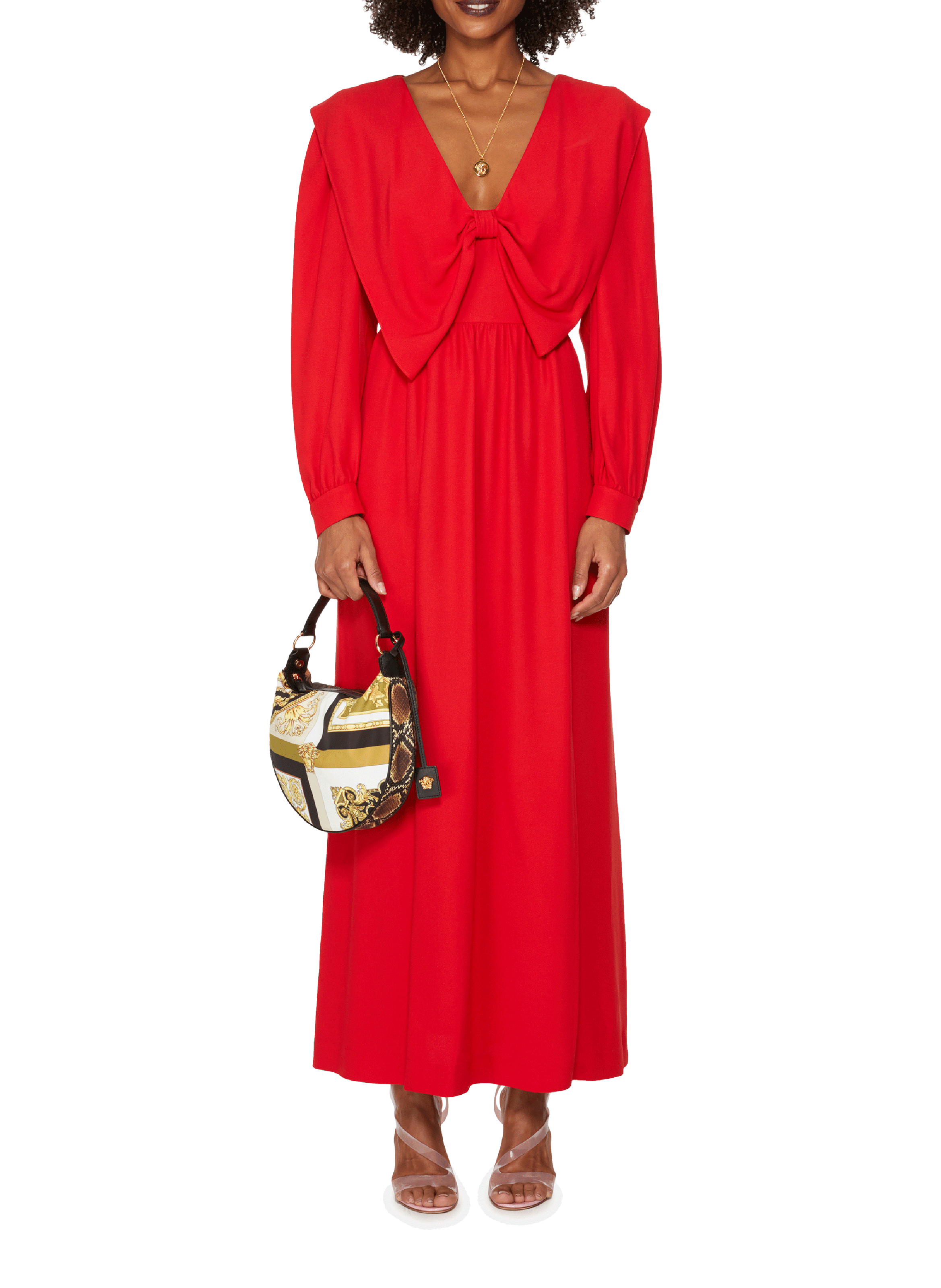Lange jurk van satijn MIU MIU Rood