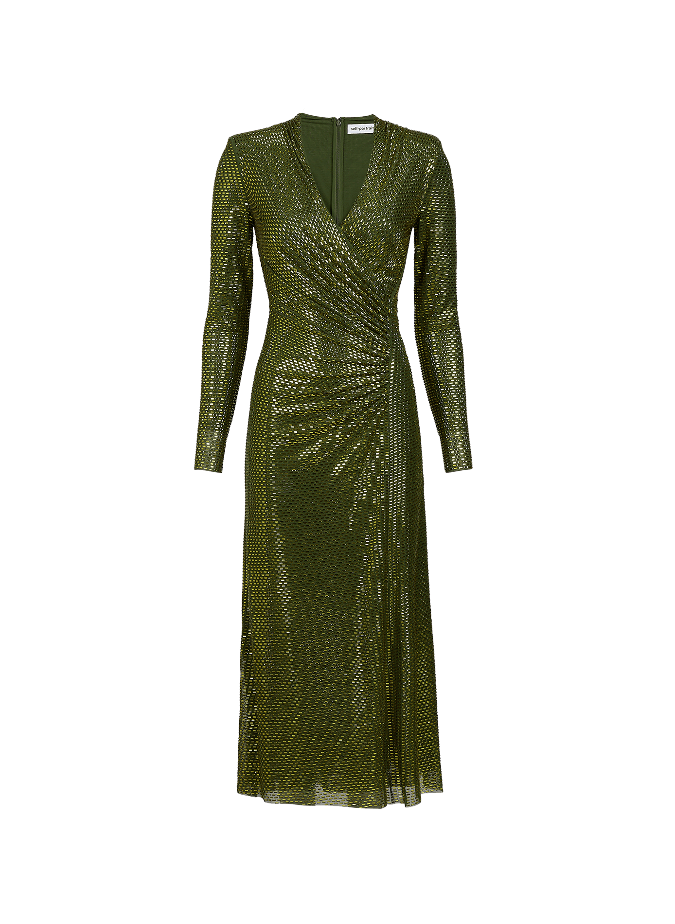 Midi dress with rhinestones SELF PORTRAIT Green