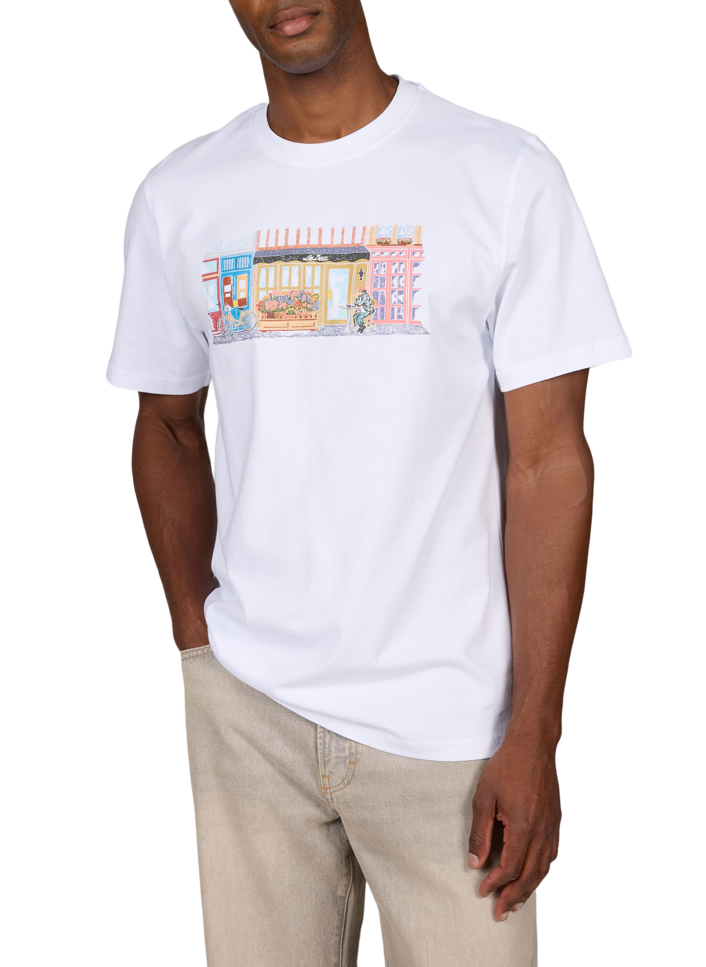 Bedrukt T-shirt van biologisch katoen LES DEUX Wit