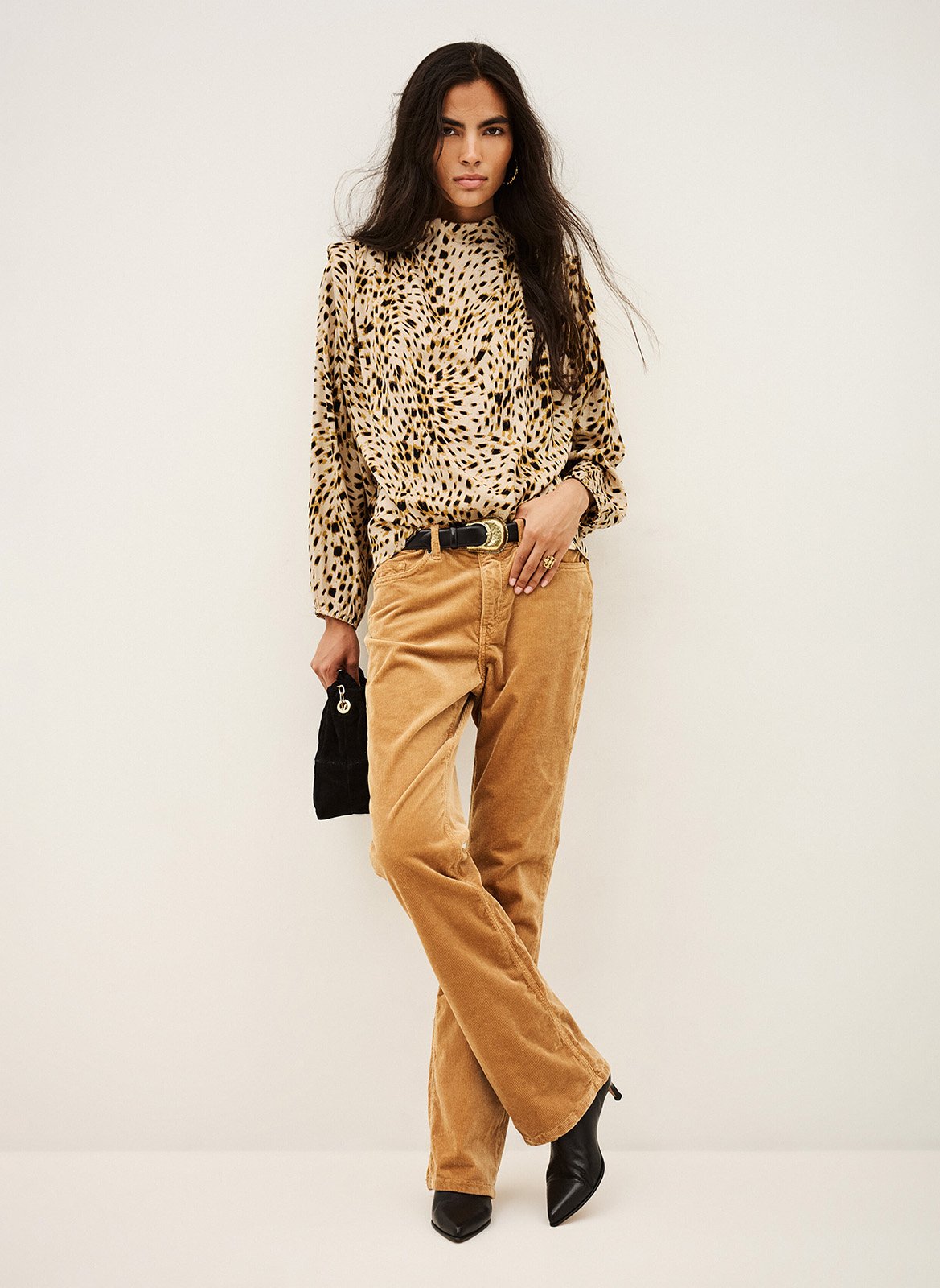 Blouse imprimée à col montant hope BA&SH Beige