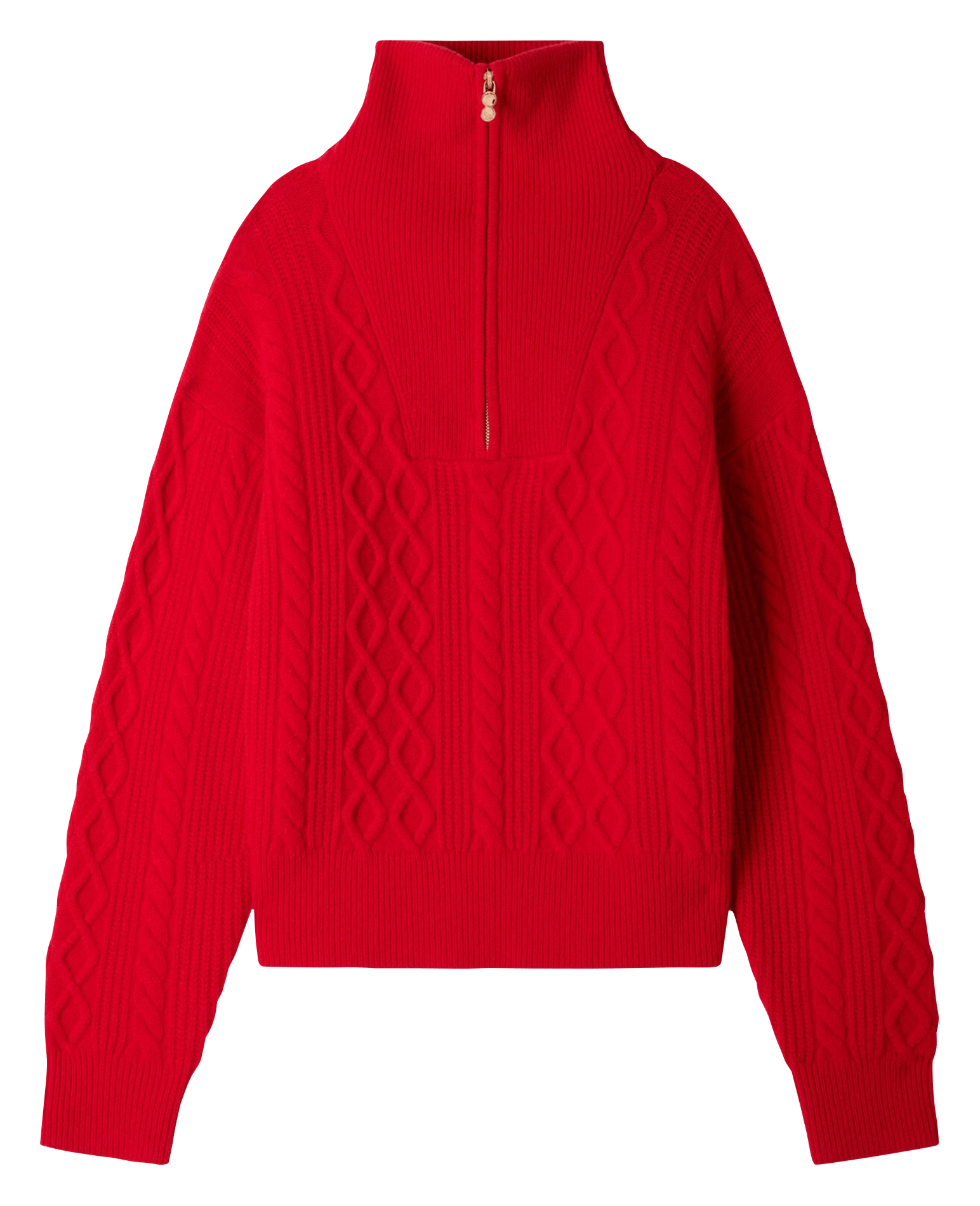 Pull ample col camionneur en laine SANDRO Rouge