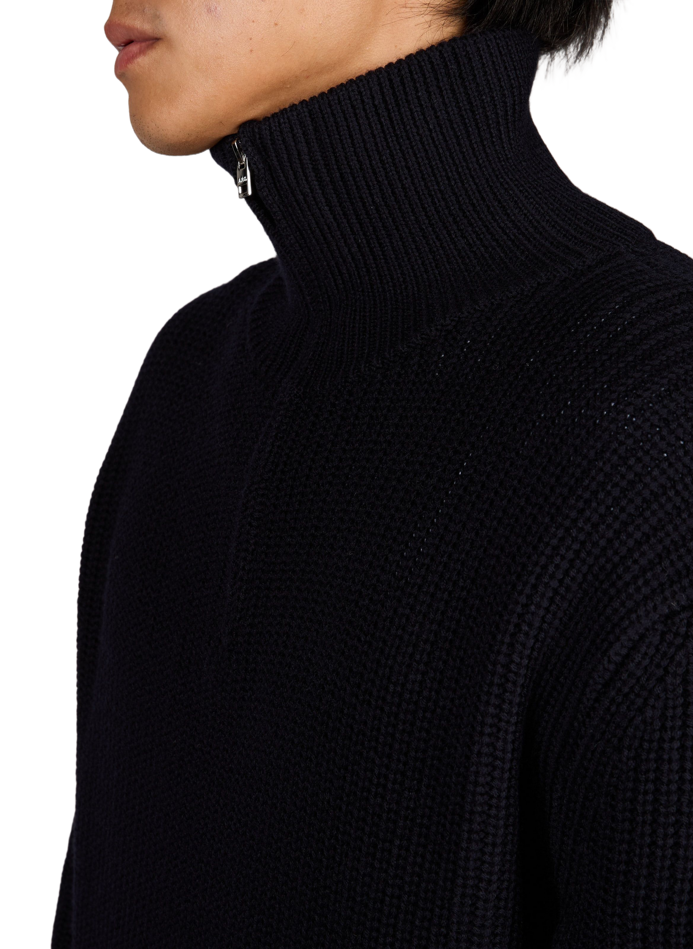 Wool ribbed turtleneck sweater. A.P.C. Blue
