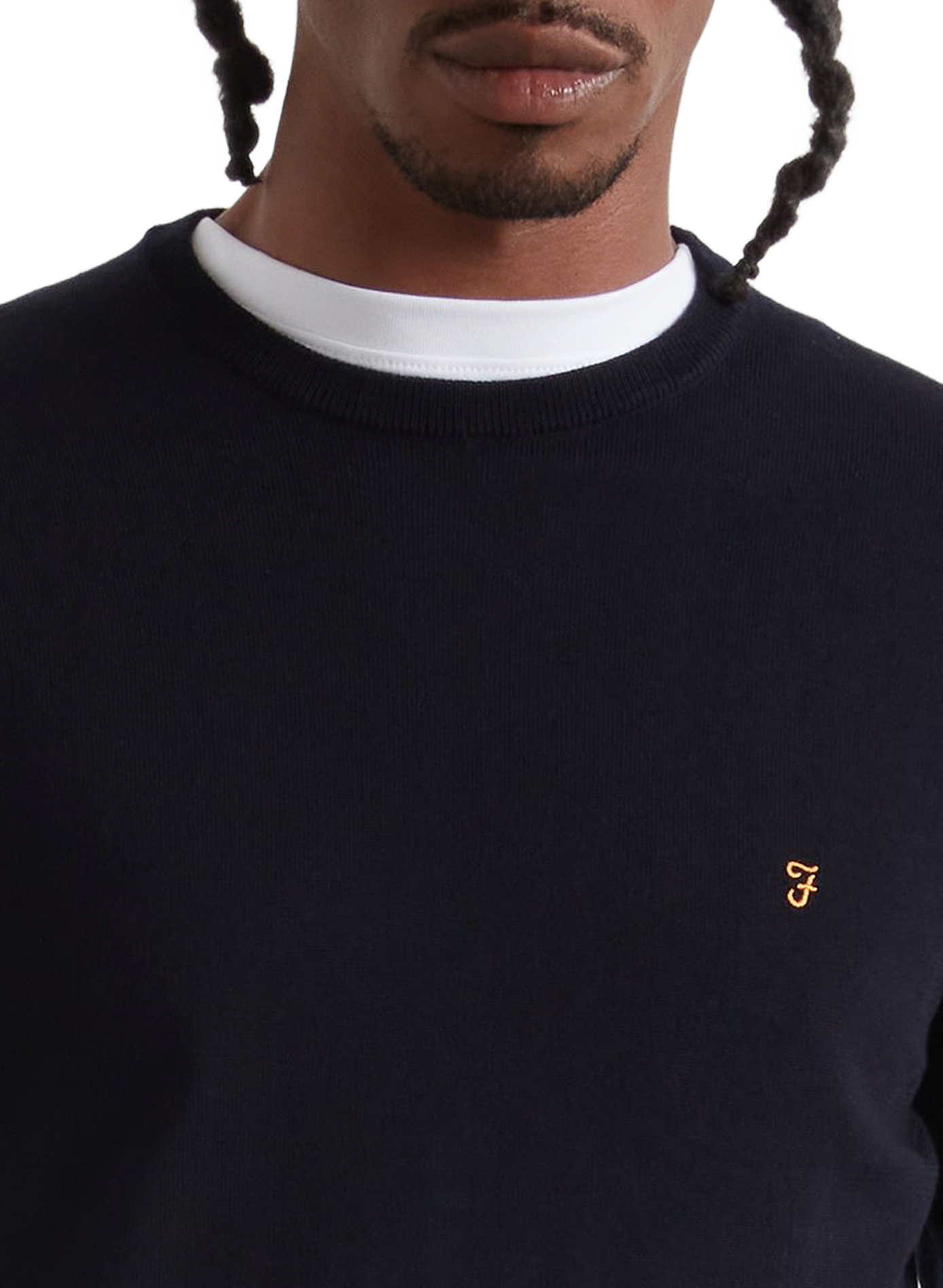 Rechte pullover van merinowol met geborduurd logo FARAH Blauw