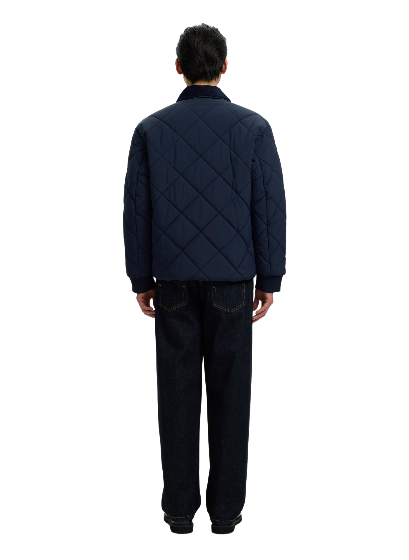 Gerade geschnittene Jacke mit klassischem Kragen und Steppung SELECTED Blau