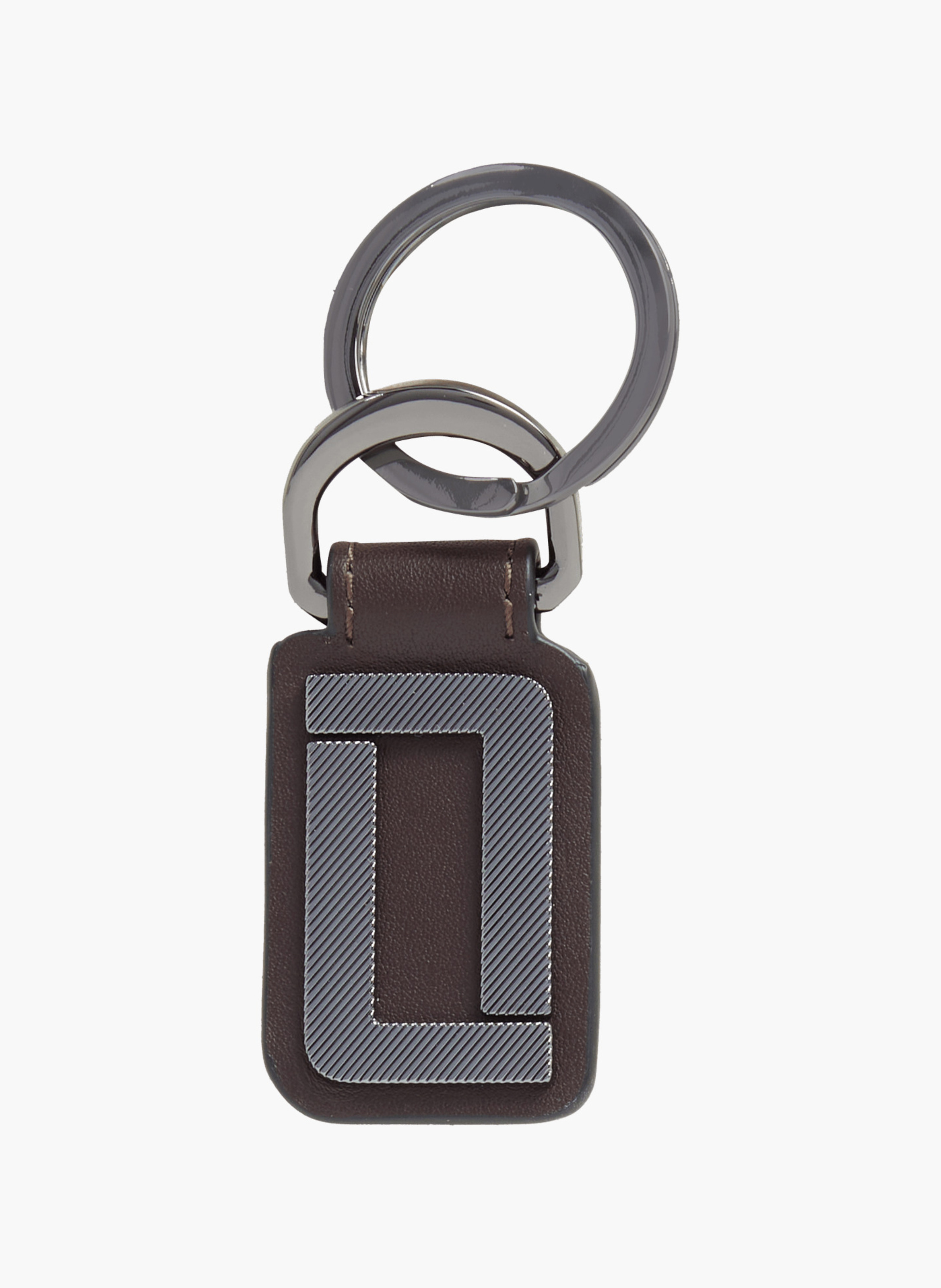 Porte-clés double l de lancel en cuir LANCEL Gris
