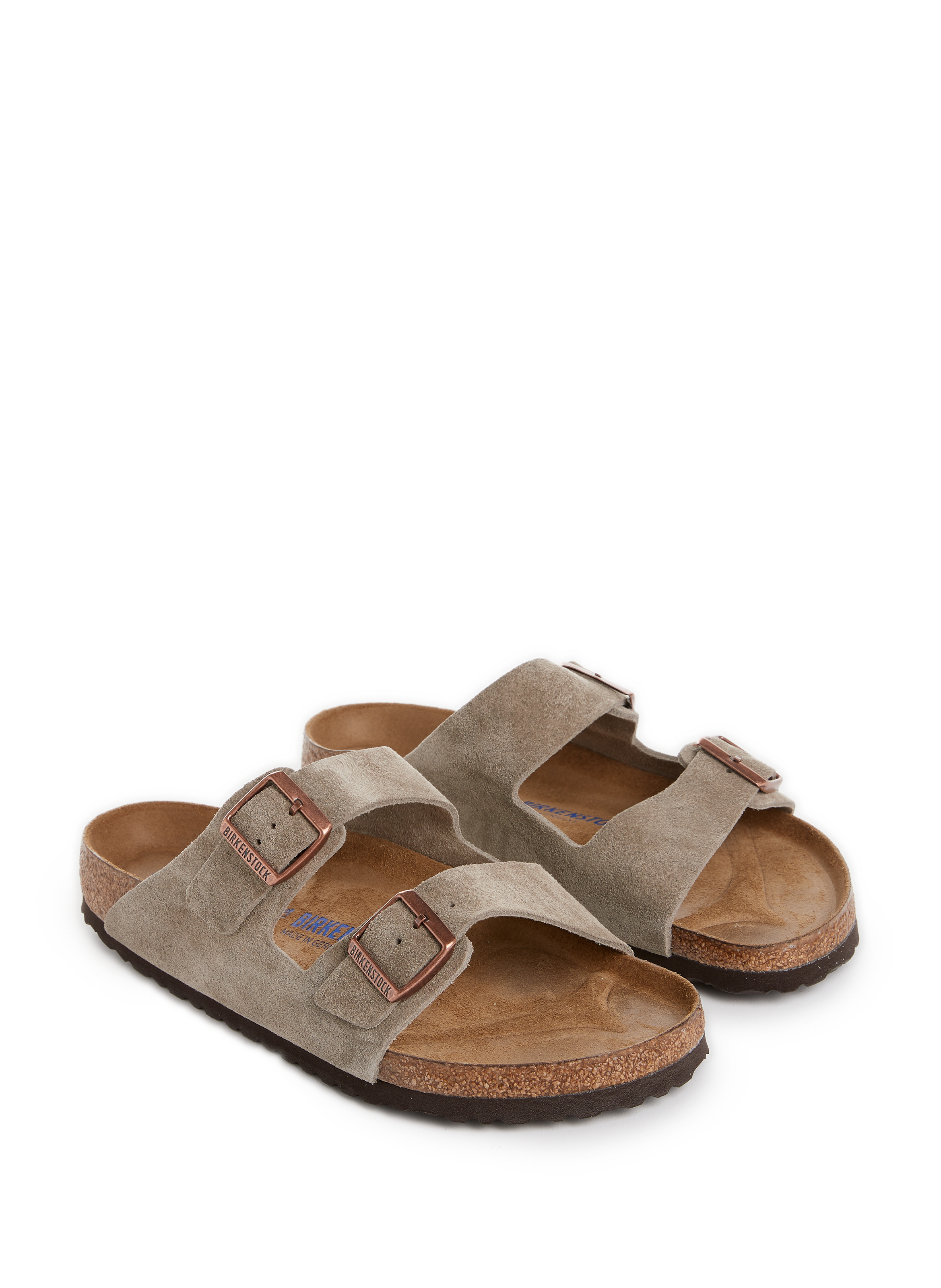 Sandales Arizona en cuir retourné BIRKENSTOCK Gris
