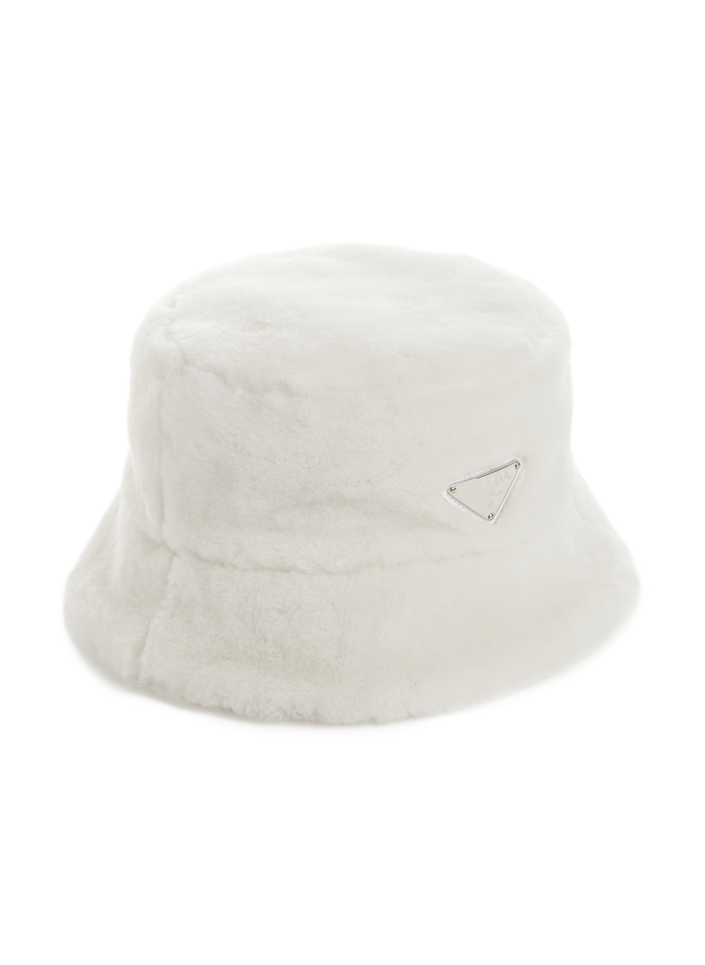 Furry bucket hat PRADA White