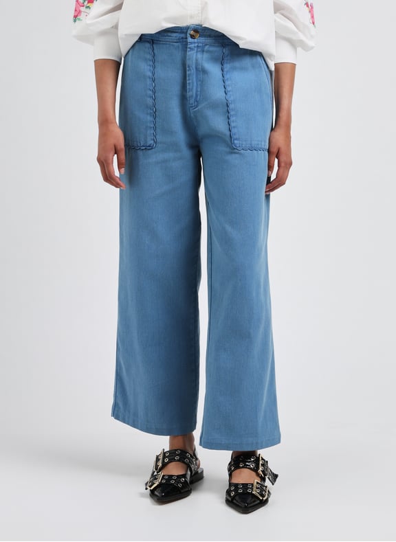 Cotton twill pants Blue by LOUISE MISHA LOUISE MISHA Cotton twill pants Blue