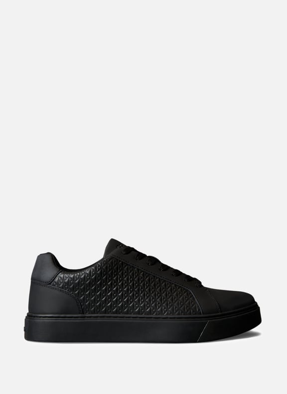 Mixed leather logo sneakers Black by CALVIN KLEIN CALVIN KLEIN Mixed leather logo sneakers Black