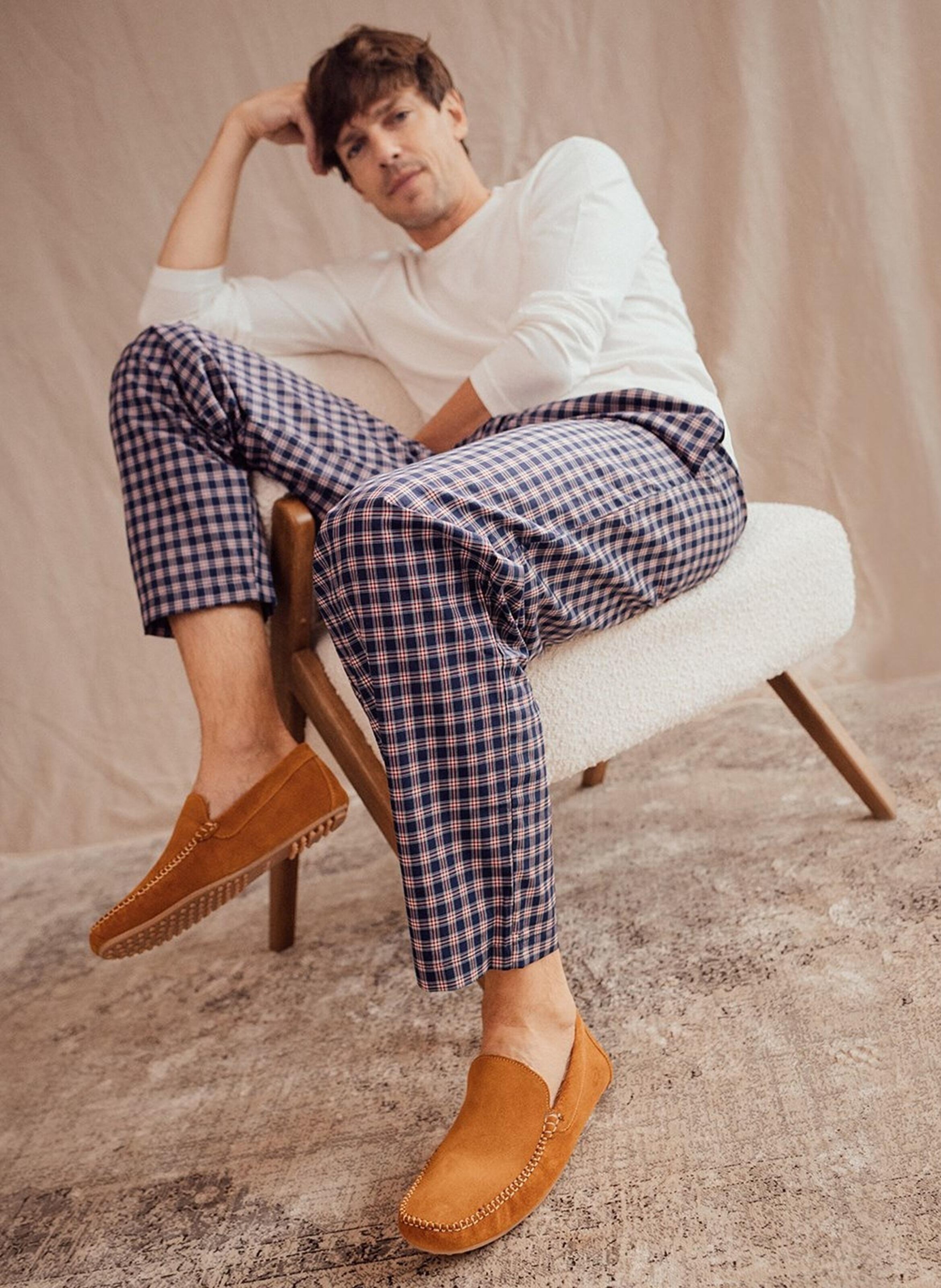 Pantoufle fourrée en daim homs FINSBURY Marron