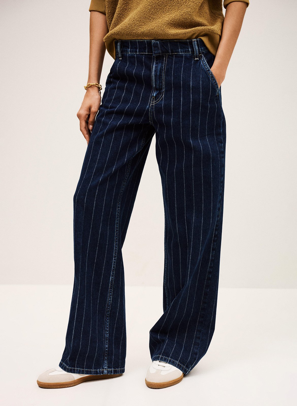 Jean large en coton rayé recchi BA&SH Bleu